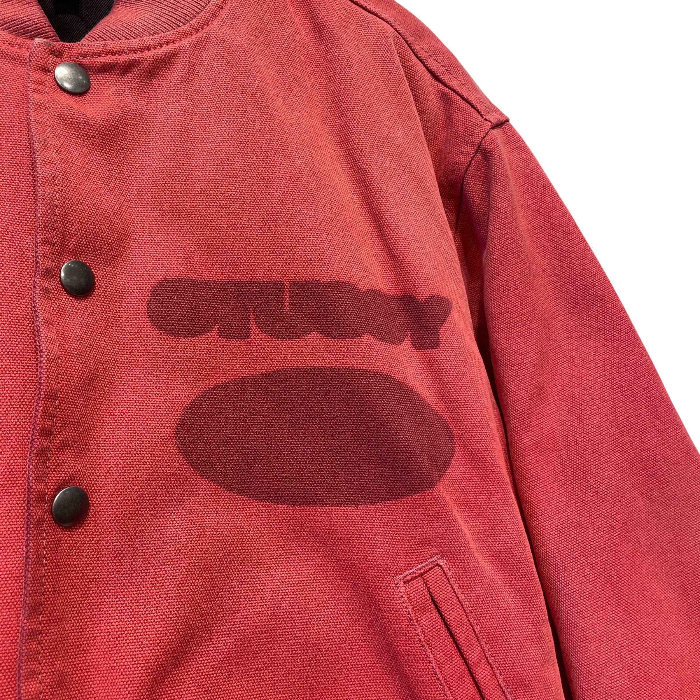 STUSSY/Baseball Jkt/S/Cotton/RED/GHOST LOGO VARSITY view 3