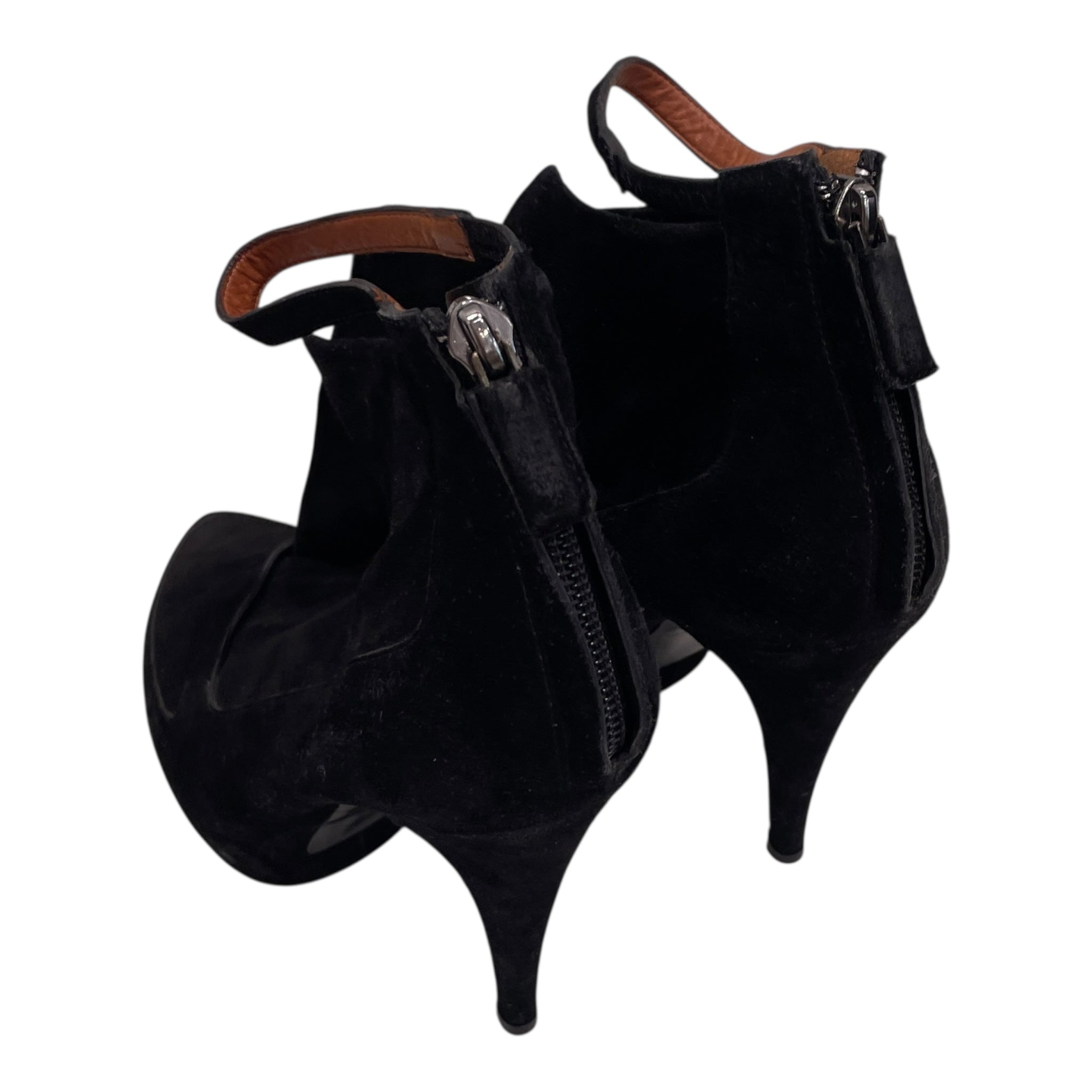 GIVENCHY/Heels/EU 37.5/Suede/BLK/BACK ZIP ANKLE STRAP view 2