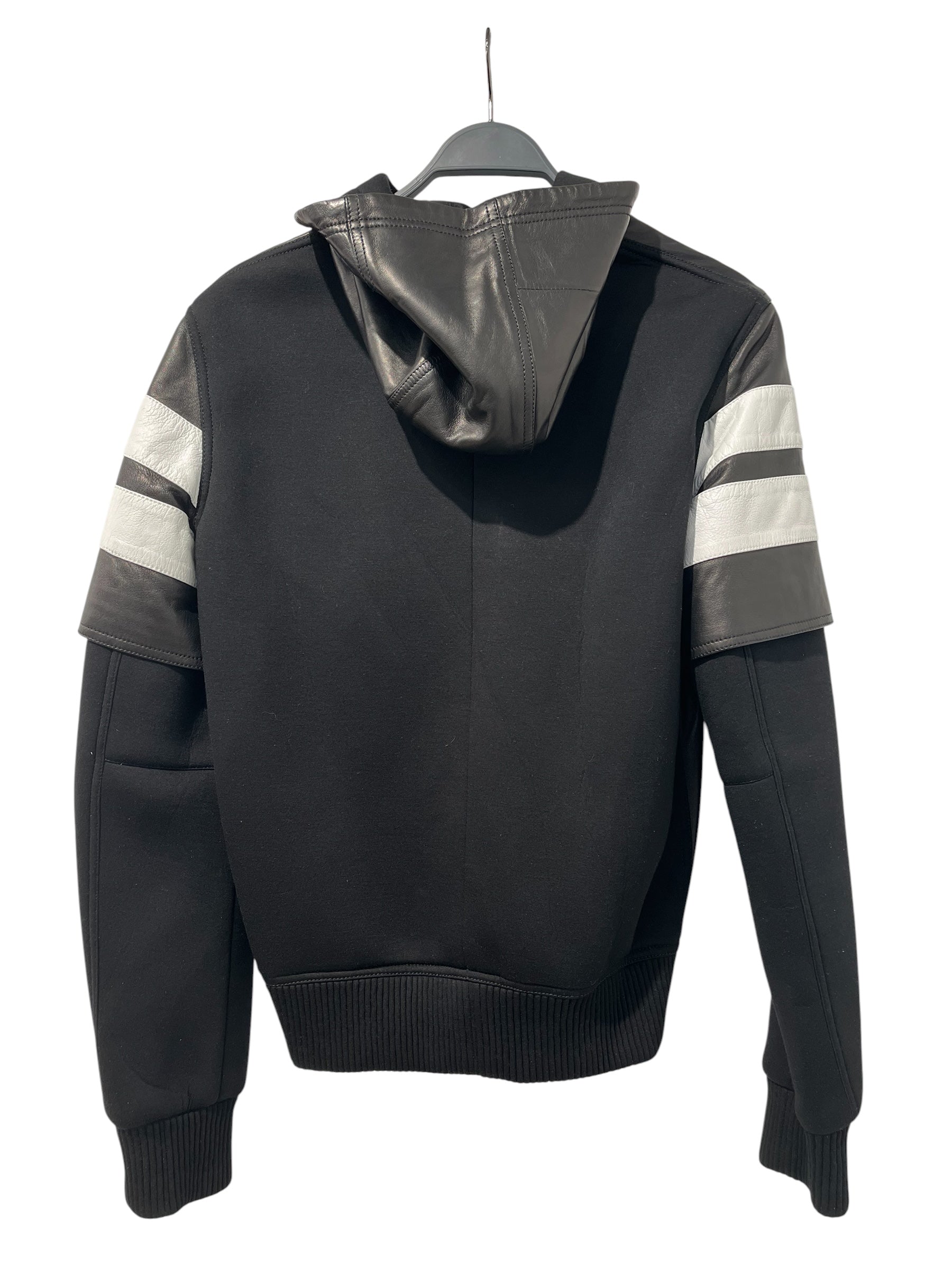 GIVENCHY/Jacket/48/Leather/BLK/WHITE STRIPE COTTON SLEEVES view 2