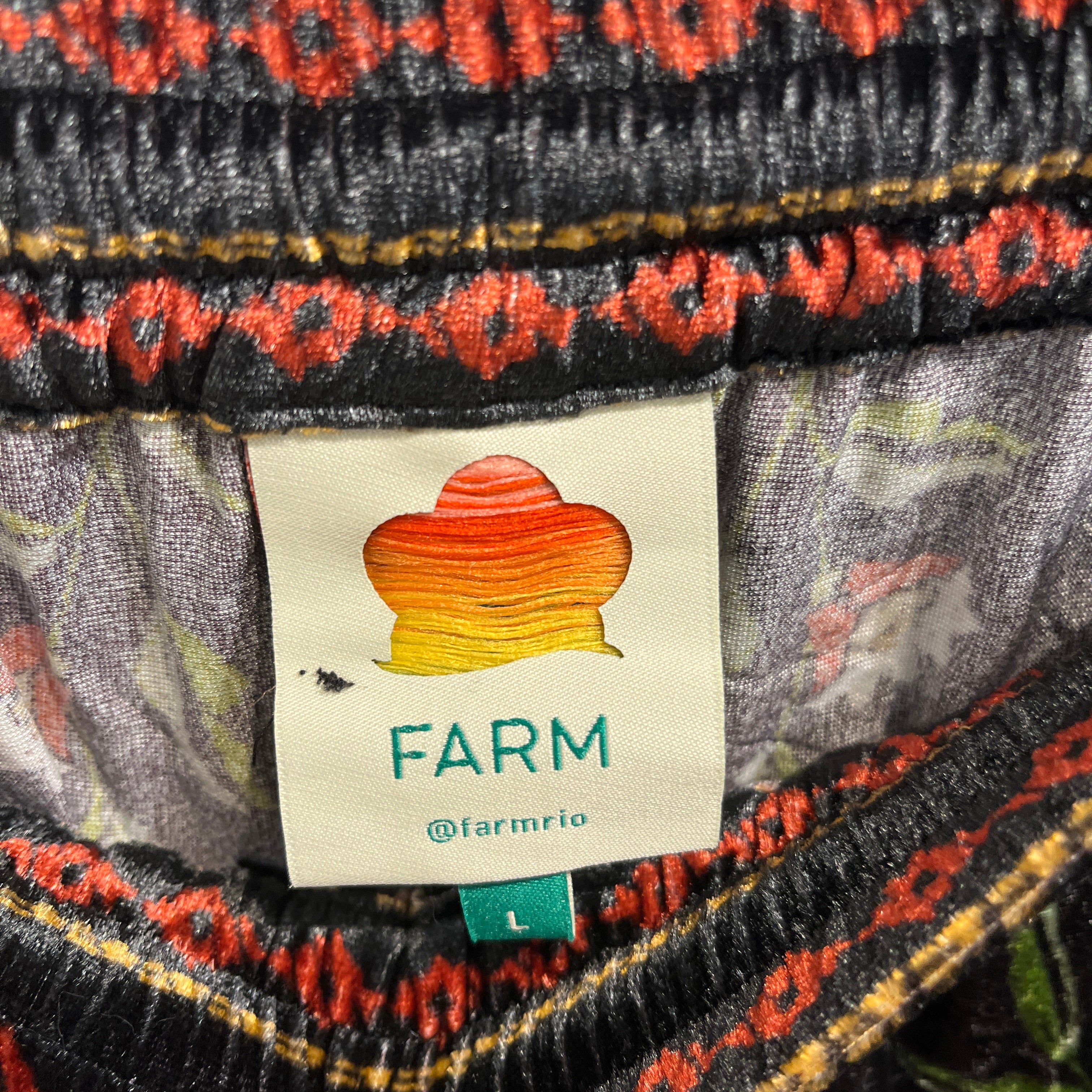 FARM Rio/Cropped Pants/L/All Over Print/Velour/BLK/Floral Pattern view 3