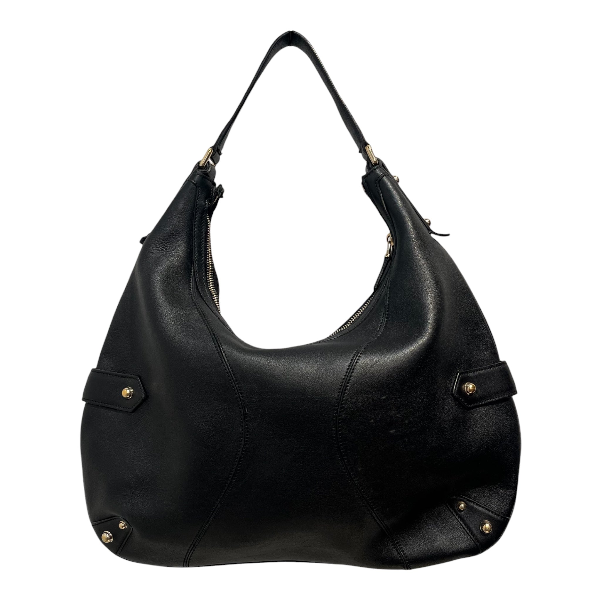 GUCCI/Hand Bag/Leather/BLK/horseshoe front clasp view 2