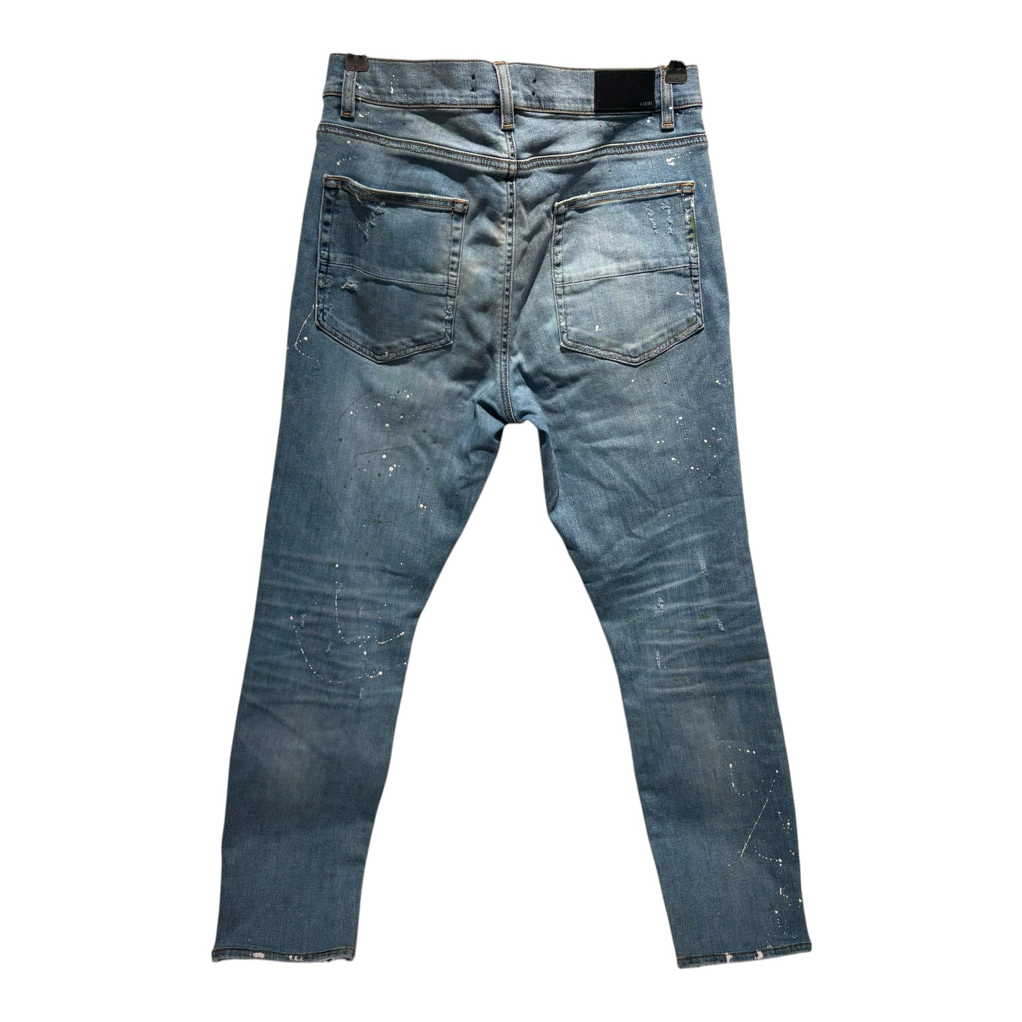 AMIRI/Skinny Pants/36/Denim/BLU/patch and paint splatter view 2