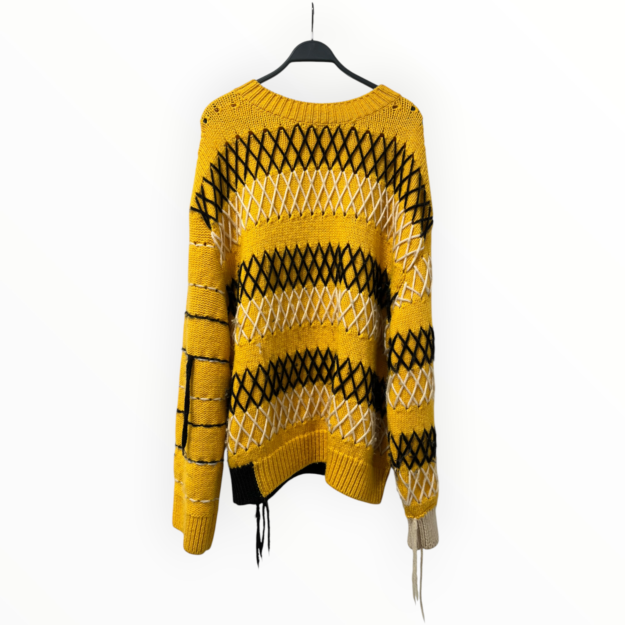 Calvin Klein/RAF SIMONS/Sweater/M/YEL/MOHAIR/WHITE BLACK CROSS STITC view 1