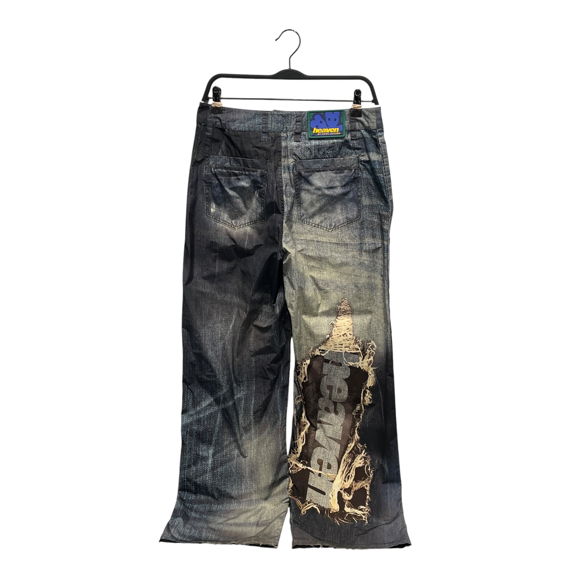Heaven By Marc Jacobs/Bladee/Straight Pants/S/Graphic/Polyester/BLU/PRINTED DISTRESSD JEAN PANT view 2