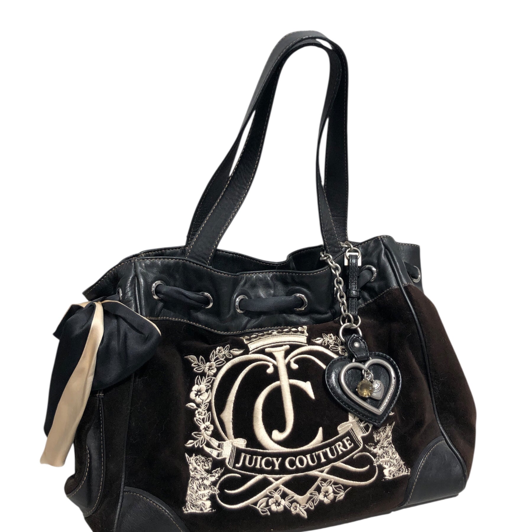JUICY COUTURE/Tote Bag/Polyester/BRW/Velour Large Brwn Purse