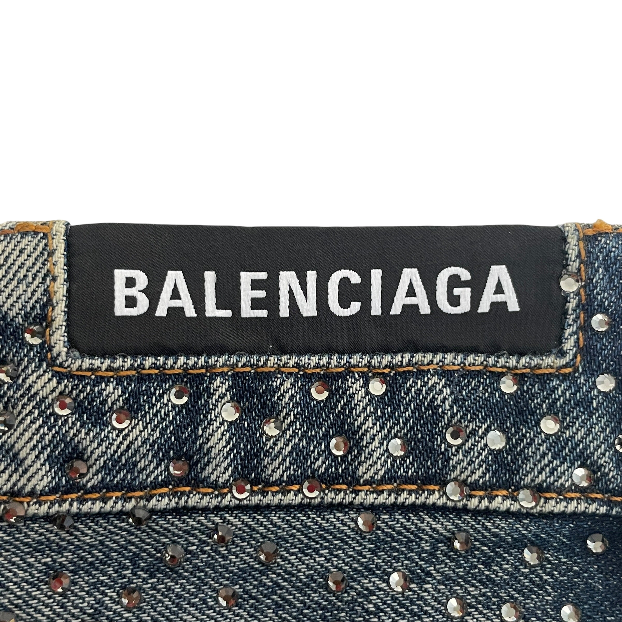 BALENCIAGA/Pants/36/Denim/BLU/Skirt Organic Blue Denim Stras view 4