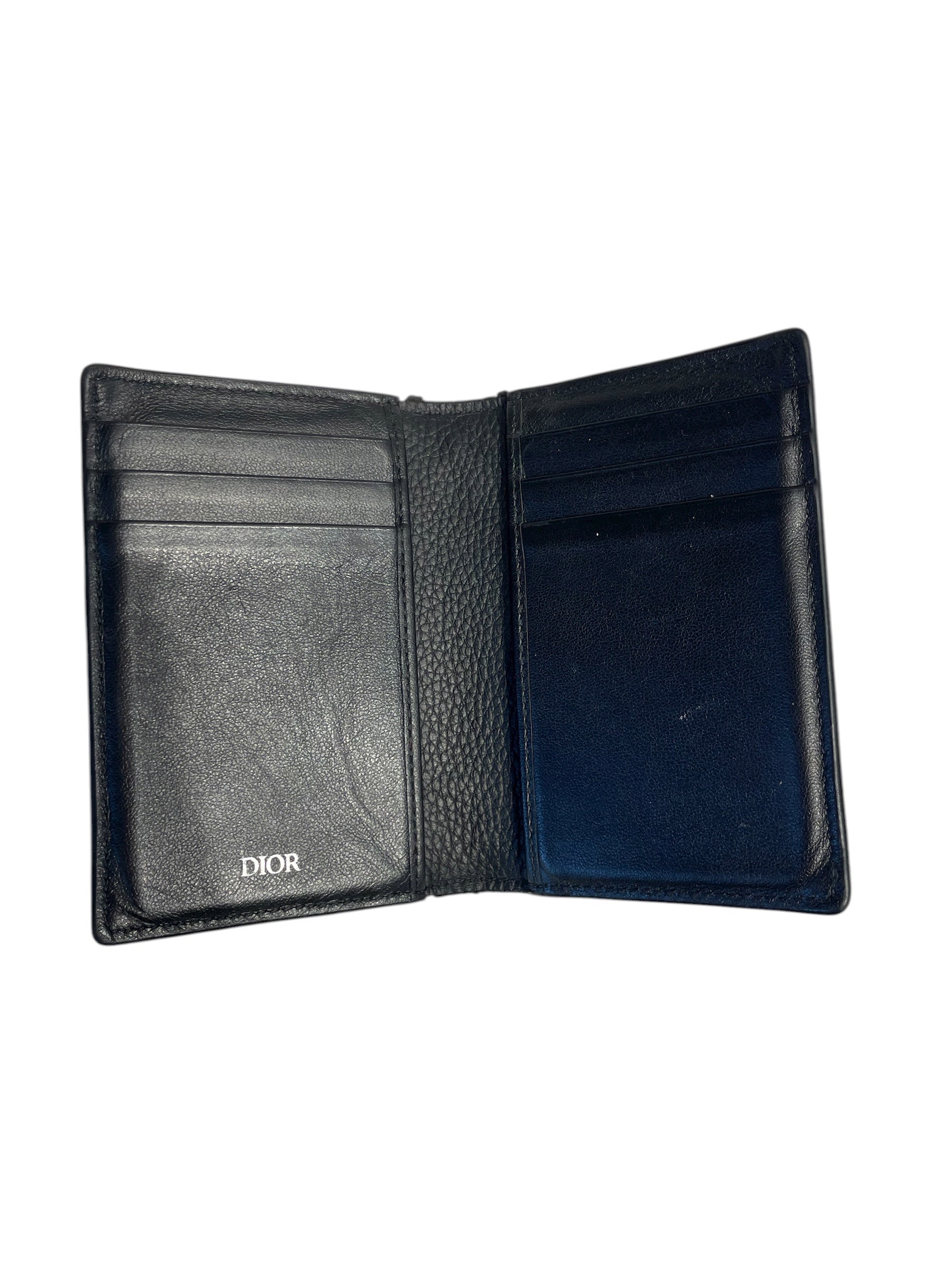 Christian Dior/Bifold Wallet/Leather/BLK/vertical bi fold view 3