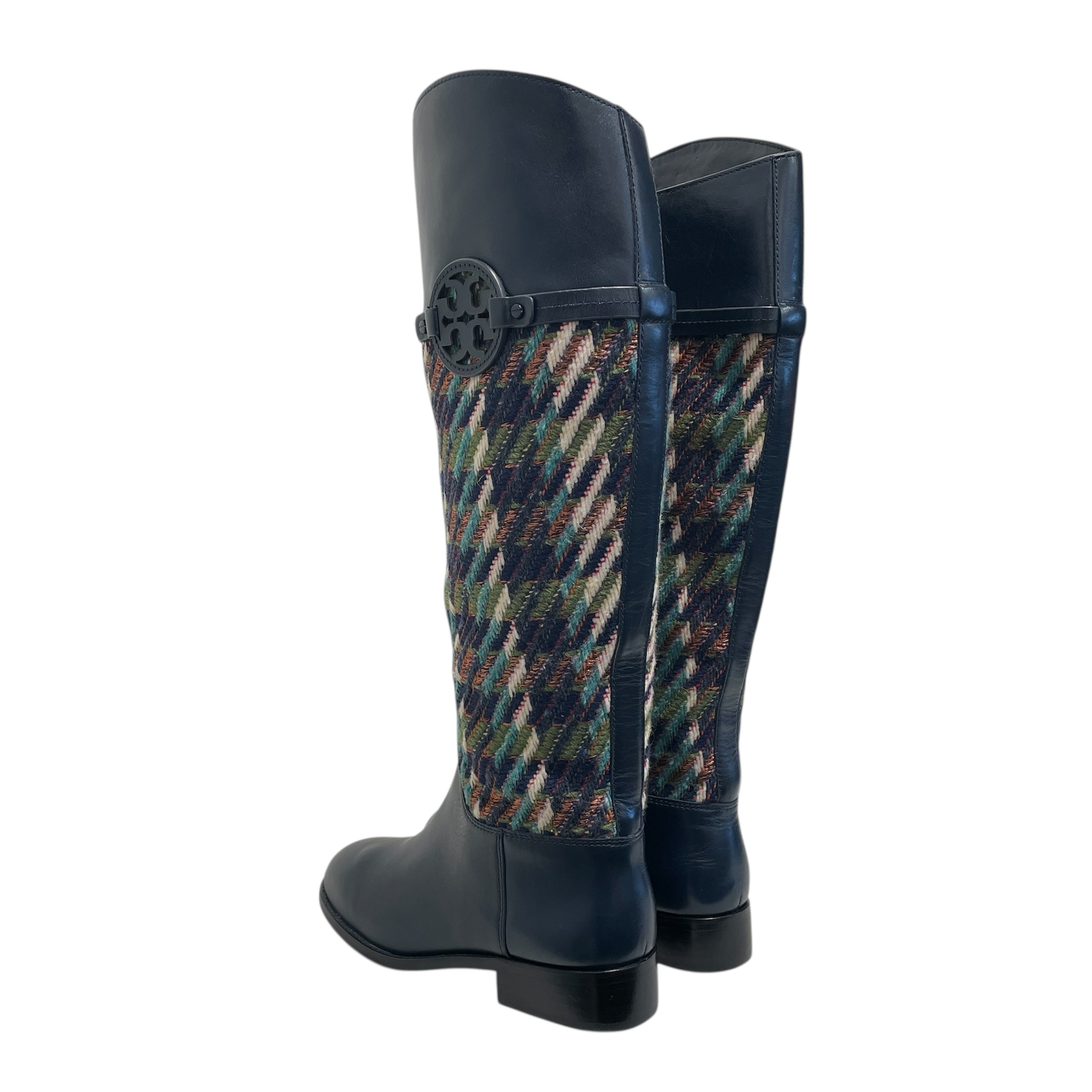 TORY BURCH/Long Boots/US 7.5/Gingham Check/Leather/NVY/miller riding boot view 2