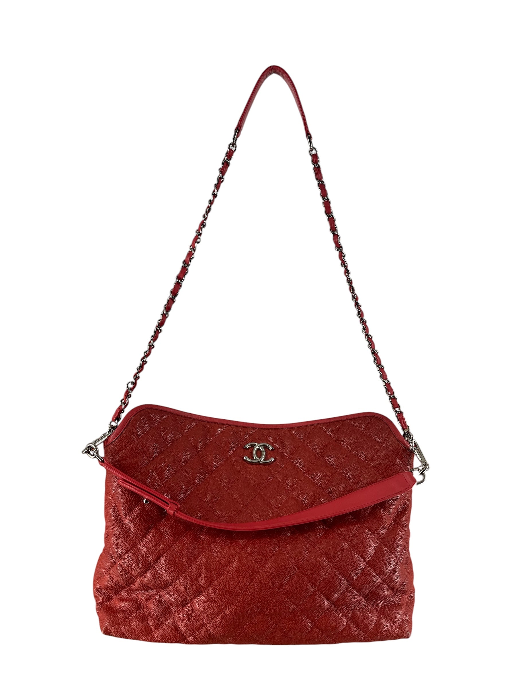 CHANEL/Tote Bag/Border/Leather/RED/FRENCH RIVIERA QUILTED HOBO view 1