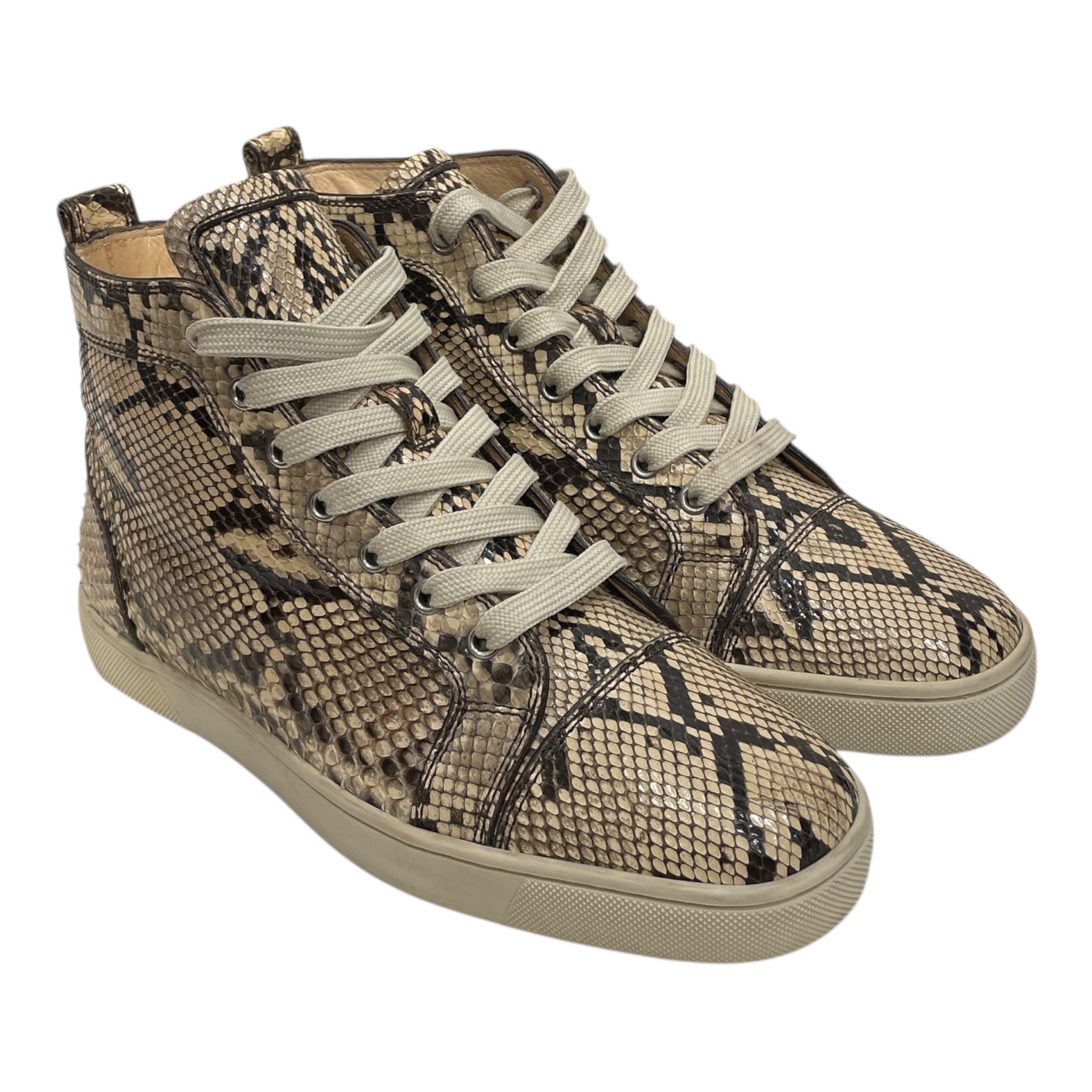 Christian Louboutin/Hi-Sneakers/EU 41/Animal Pattern/Leather/BEG/BEIGE BLK SNAKE SKIN view 1