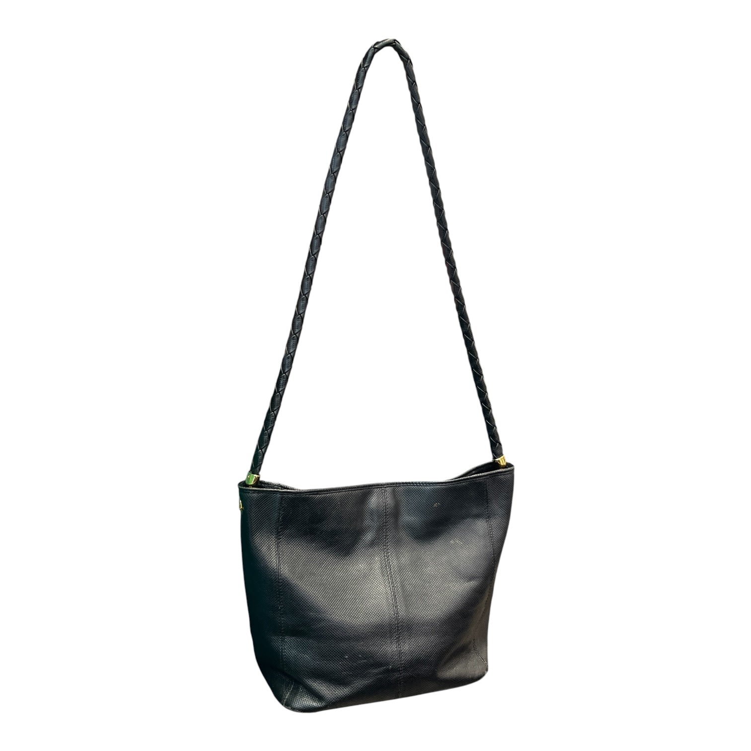 BOTTEGA VENETA/Cross Body Bag/Leather/BLK/Leather weecing strap view 2