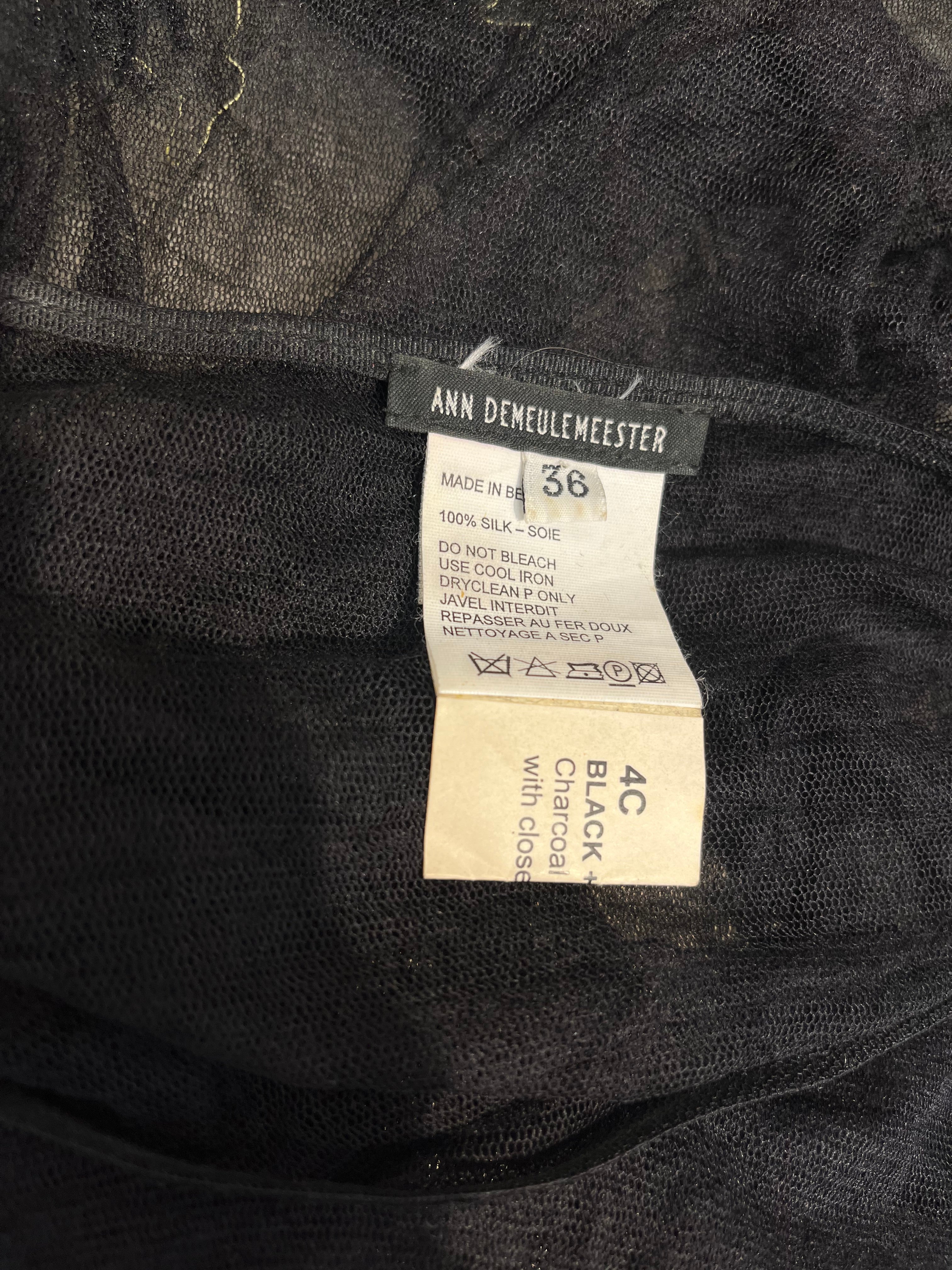 ANN DEMEULEMEESTER/SL Cut & Sew/36/Silk/BLK/mesh see through with stitch view 3