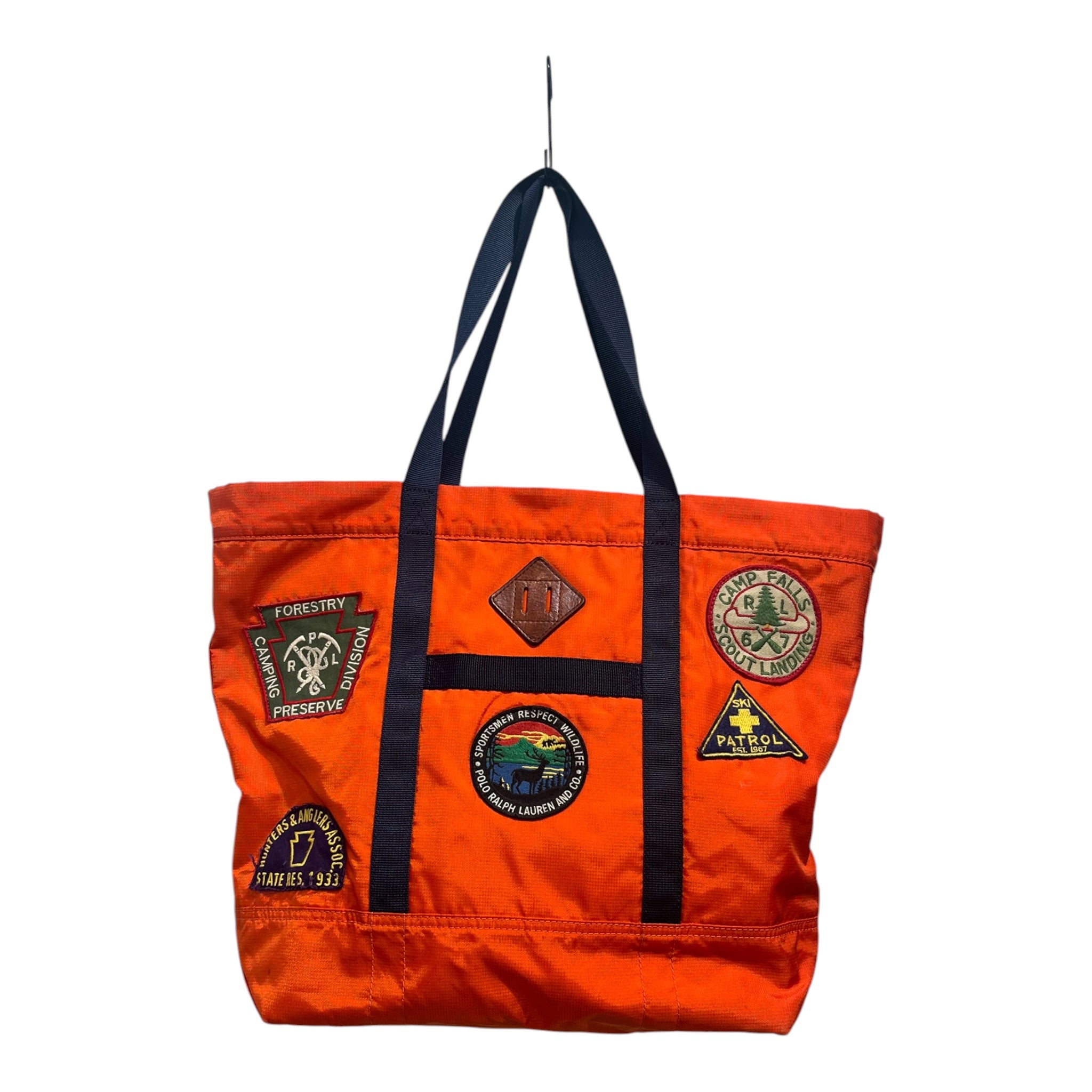 POLO RALPH LAUREN/Tote Bag/Nylon/ORN/camping patches, blue handle view 1