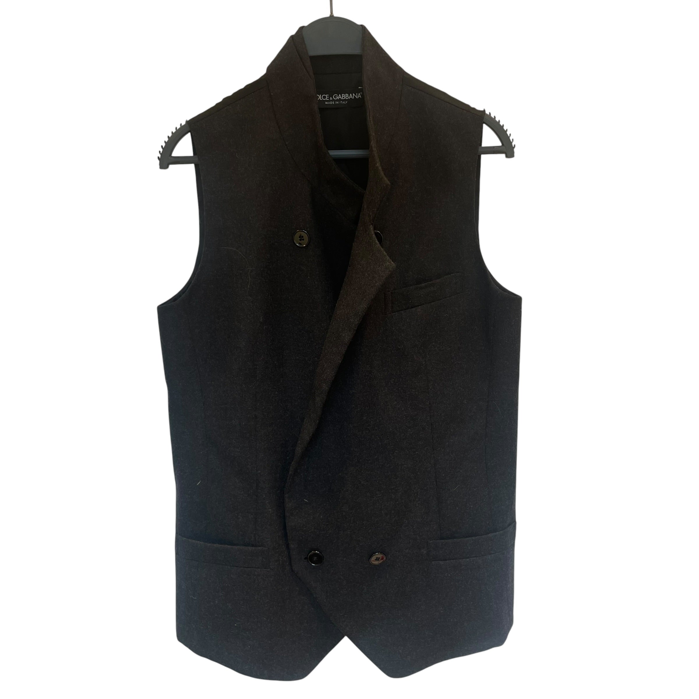 DOLCE&GABBANA/Vest/42/Wool/BLK/buckle back view 1