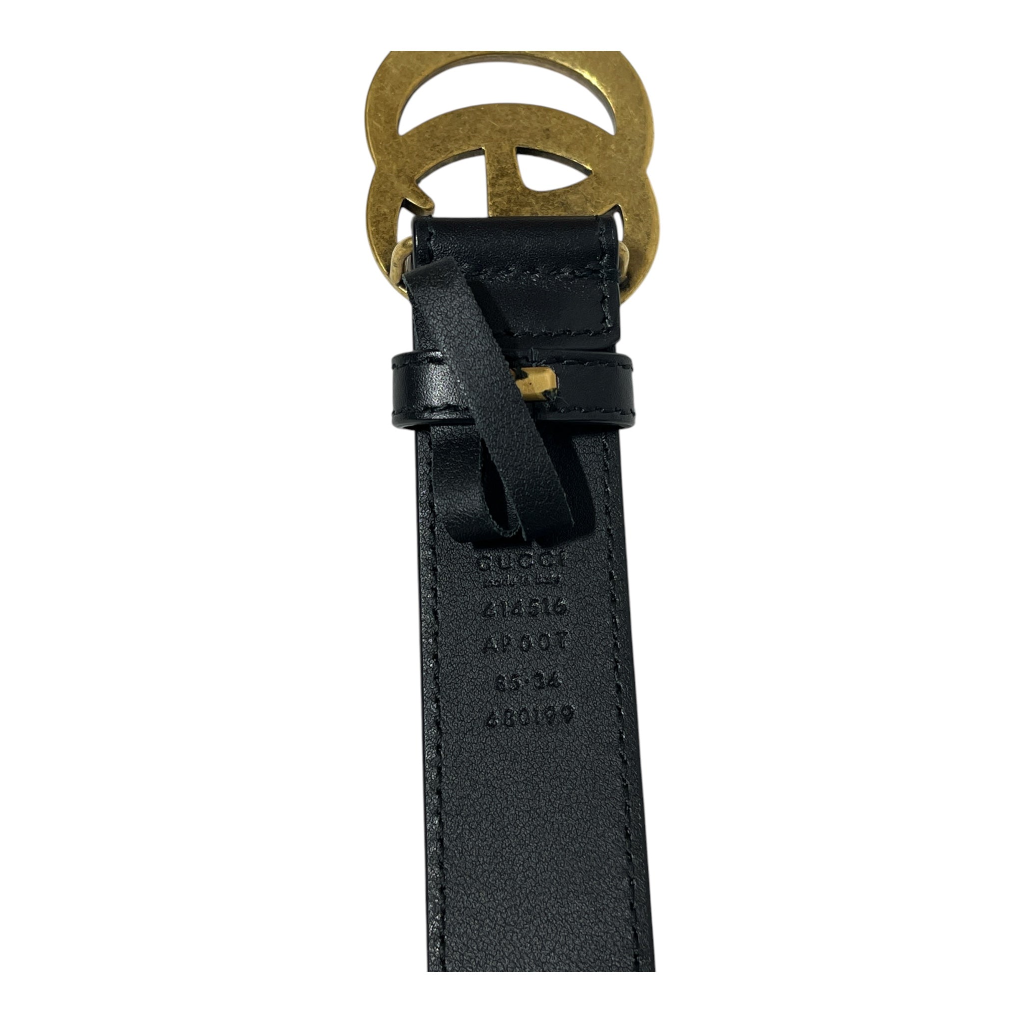 GUCCI/Belt/Leather/BLK/GOLD GG view 4