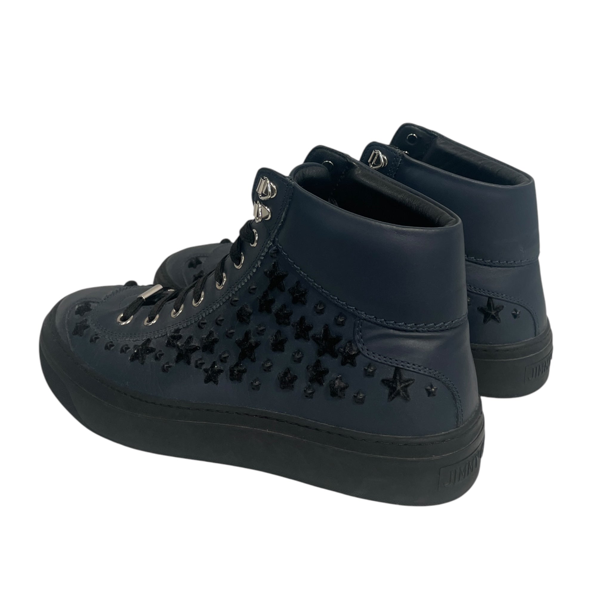 JIMMY CHOO/Hi-Sneakers/US 8/All Over Print/Leather/BLK/STARS view 2