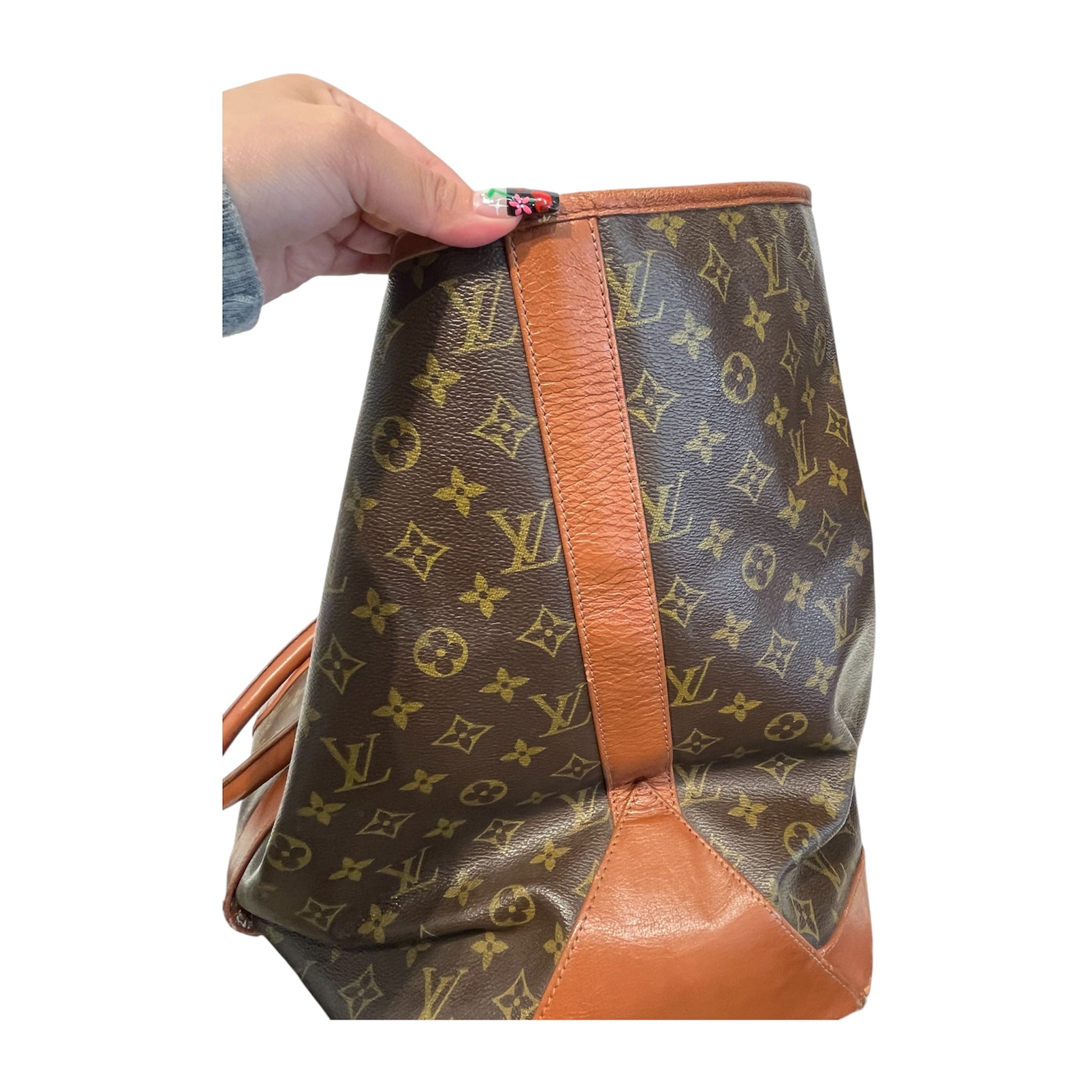 LOUIS VUITTON/Tote Bag/Monogram/Leather/BRW/Sac weekend PM/gold hardware view 9