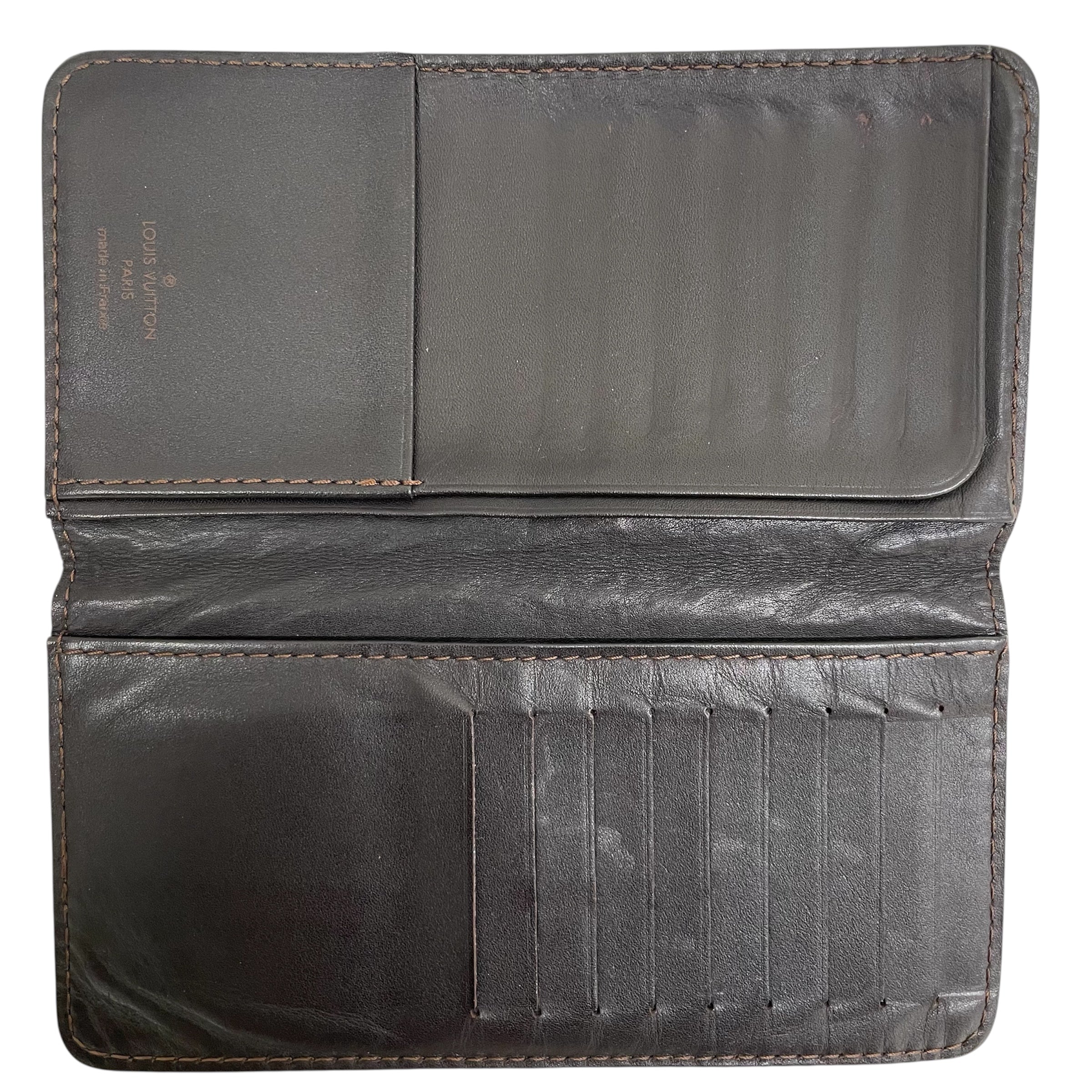 LOUIS VUITTON/Long Wallet/Leather/BRW/bill compartment view 5