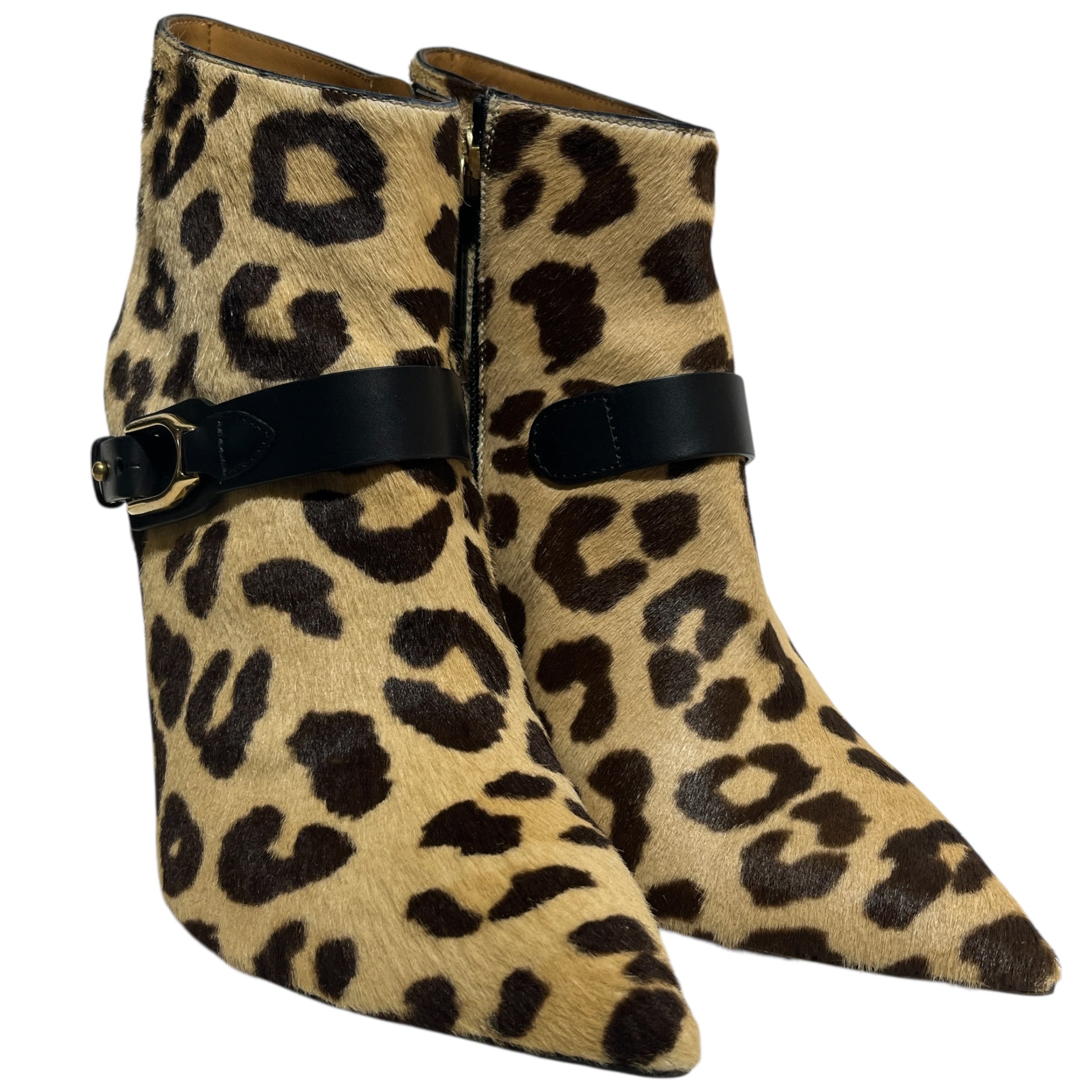 RALPH LAUREN PURPLE LABEL/Booties/EU 40/Leopard/Fur/BEG/POINTED TOE HEELS view 1