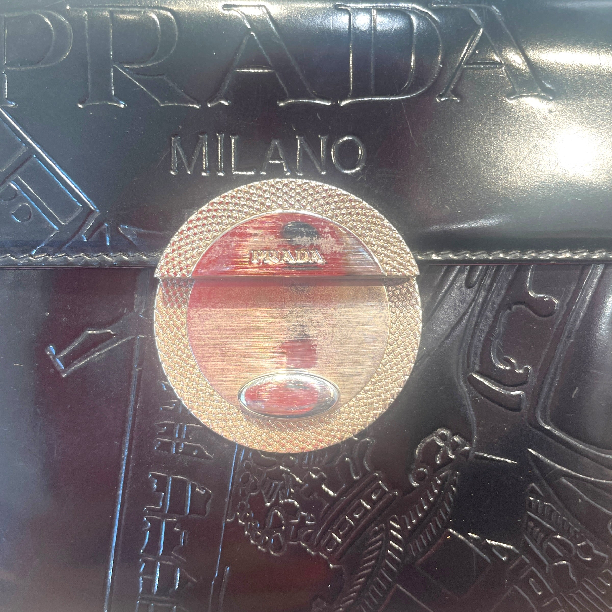 PRADA/Wallet/Graphic/Leather/BLK/L's/Spazzolato Turn-Lock Flap view 5
