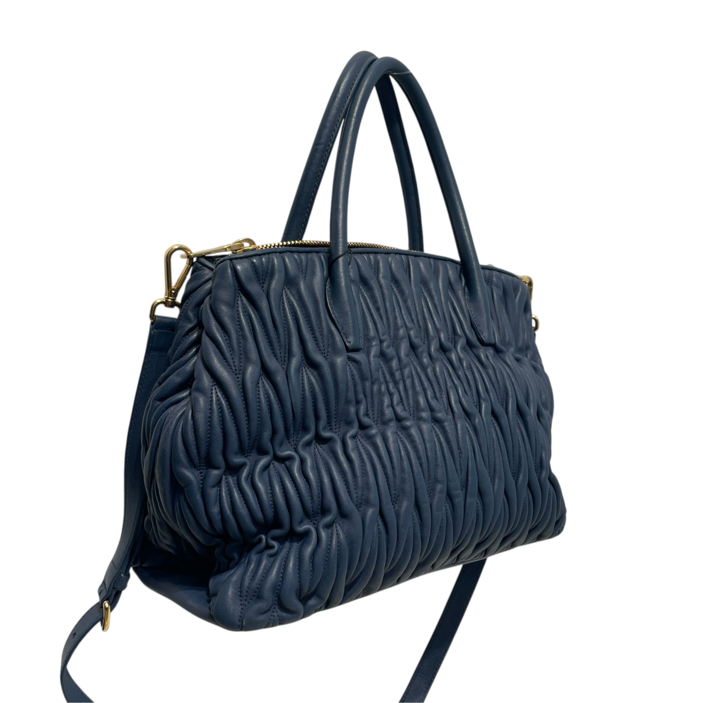 MIU MIU/Hand Bag/Leather/BLU/Matelasse view 4