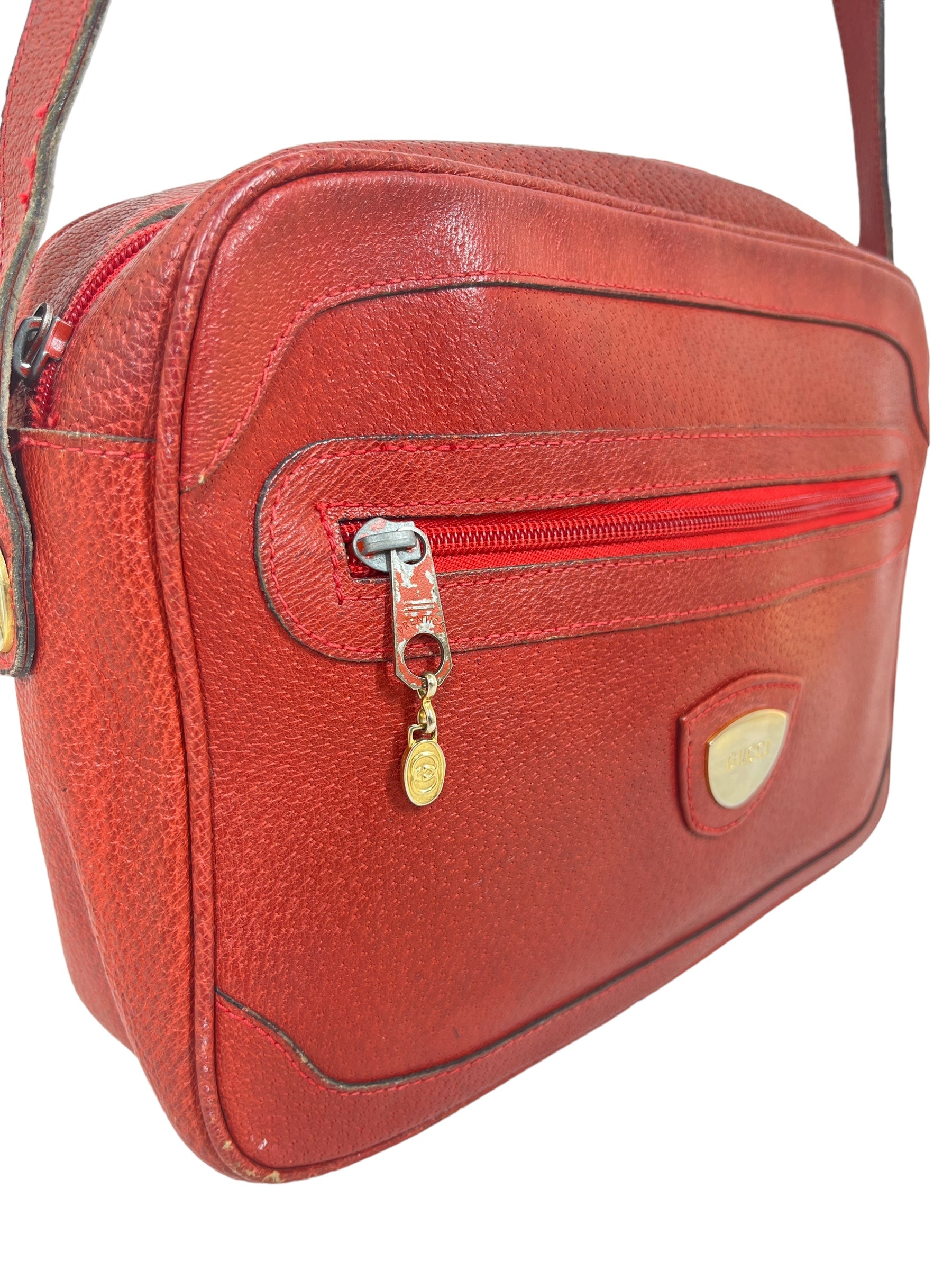 GUCCI/Cross Body Bag/Leather/RED/Vintage view 6