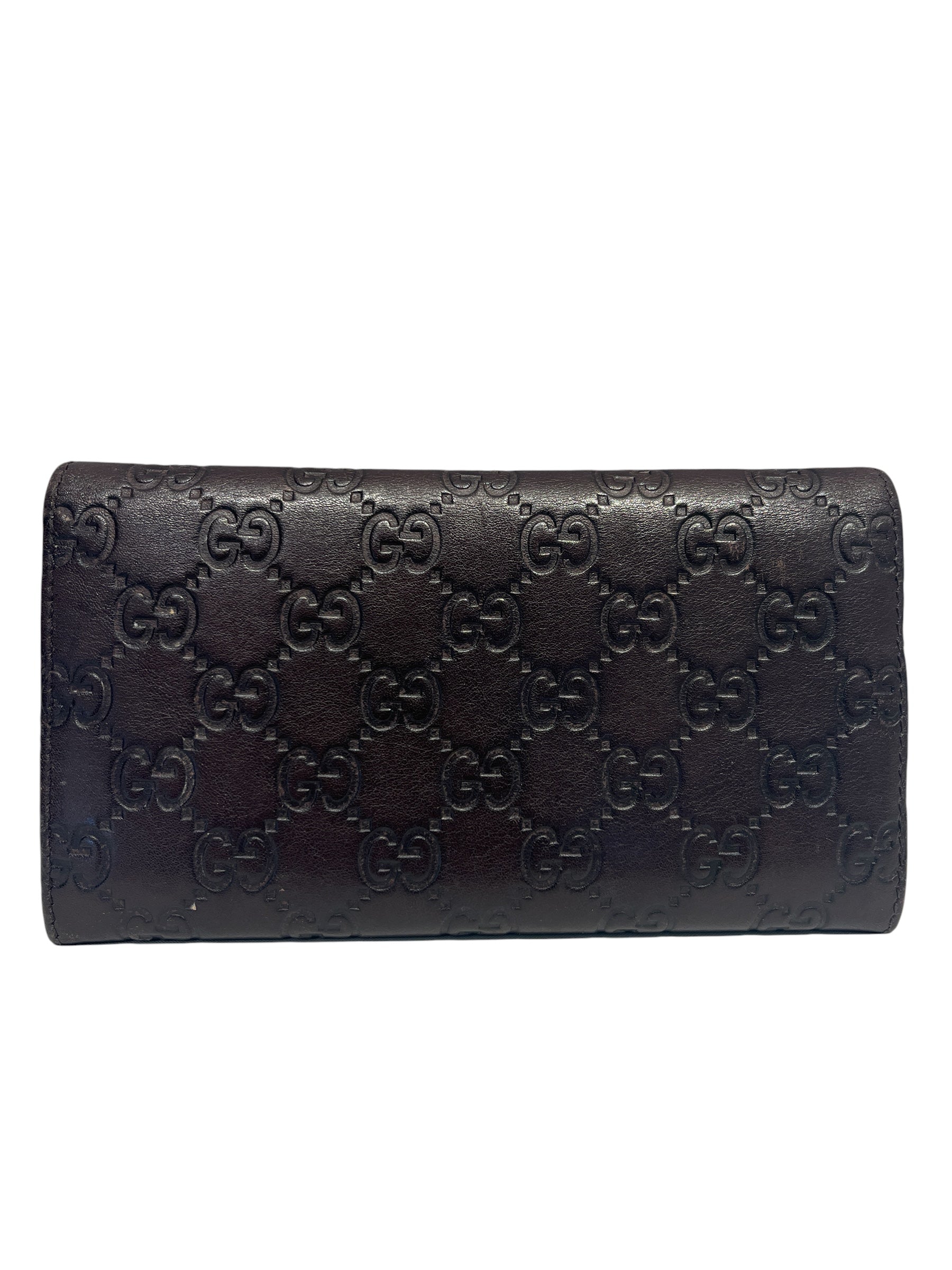 GUCCI/Bifold Wallet/Monogram/Leather/BRW/L's/ view 2