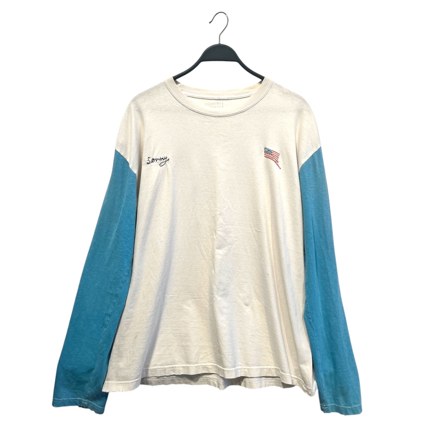 KAPITAL/LS T-Shirt/3/Cotton/WHT/Graphic/'Sorry' Bone Blue Sleeves view 1