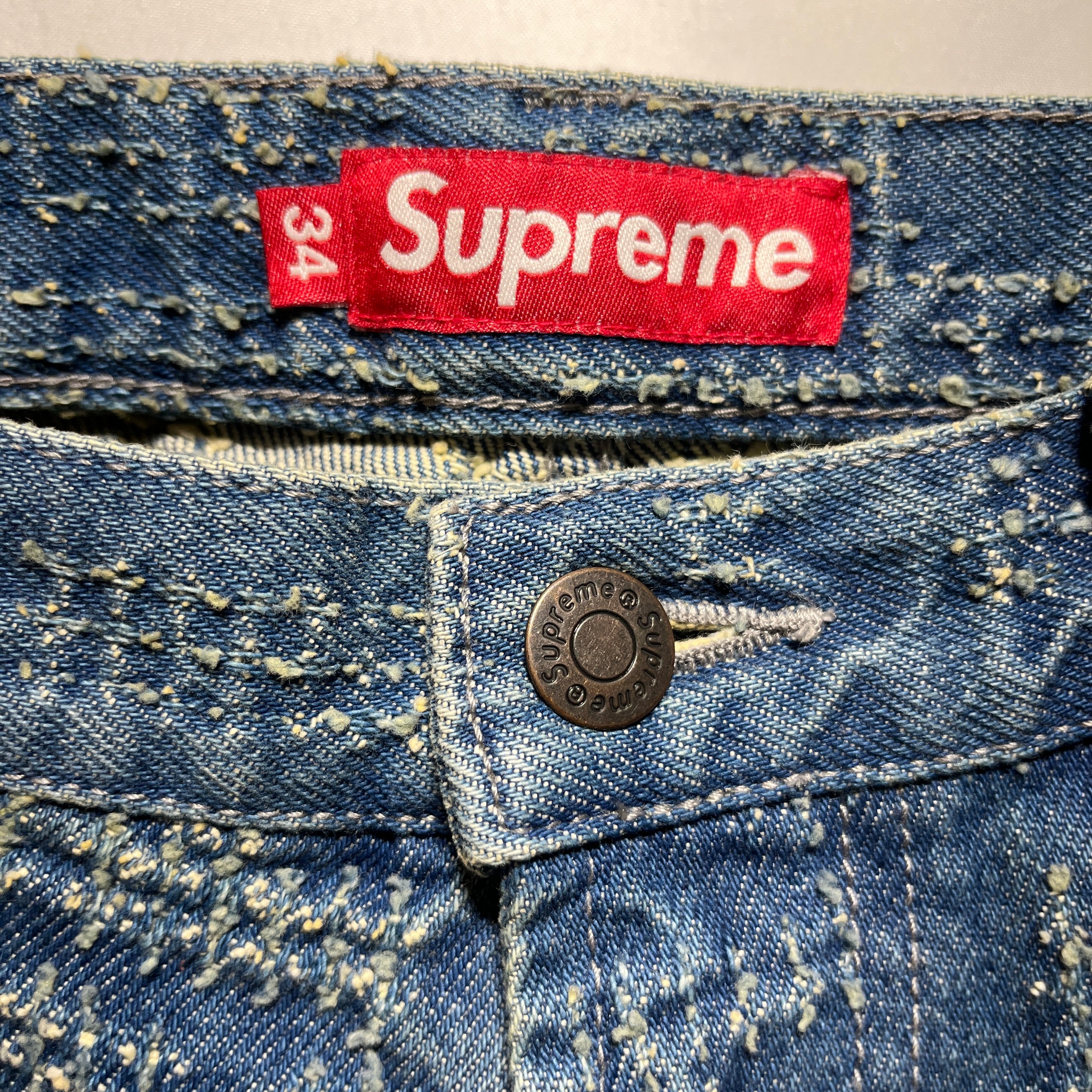Supreme/Straight Pants/34/Rayon/BLU/Needlepunch Logo Pants view 3