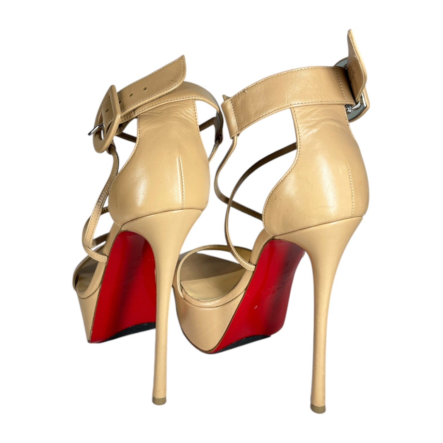 Christian Louboutin/Heels/EU 35/Leather/BEG/ANKLE STRAP HEELS view 2