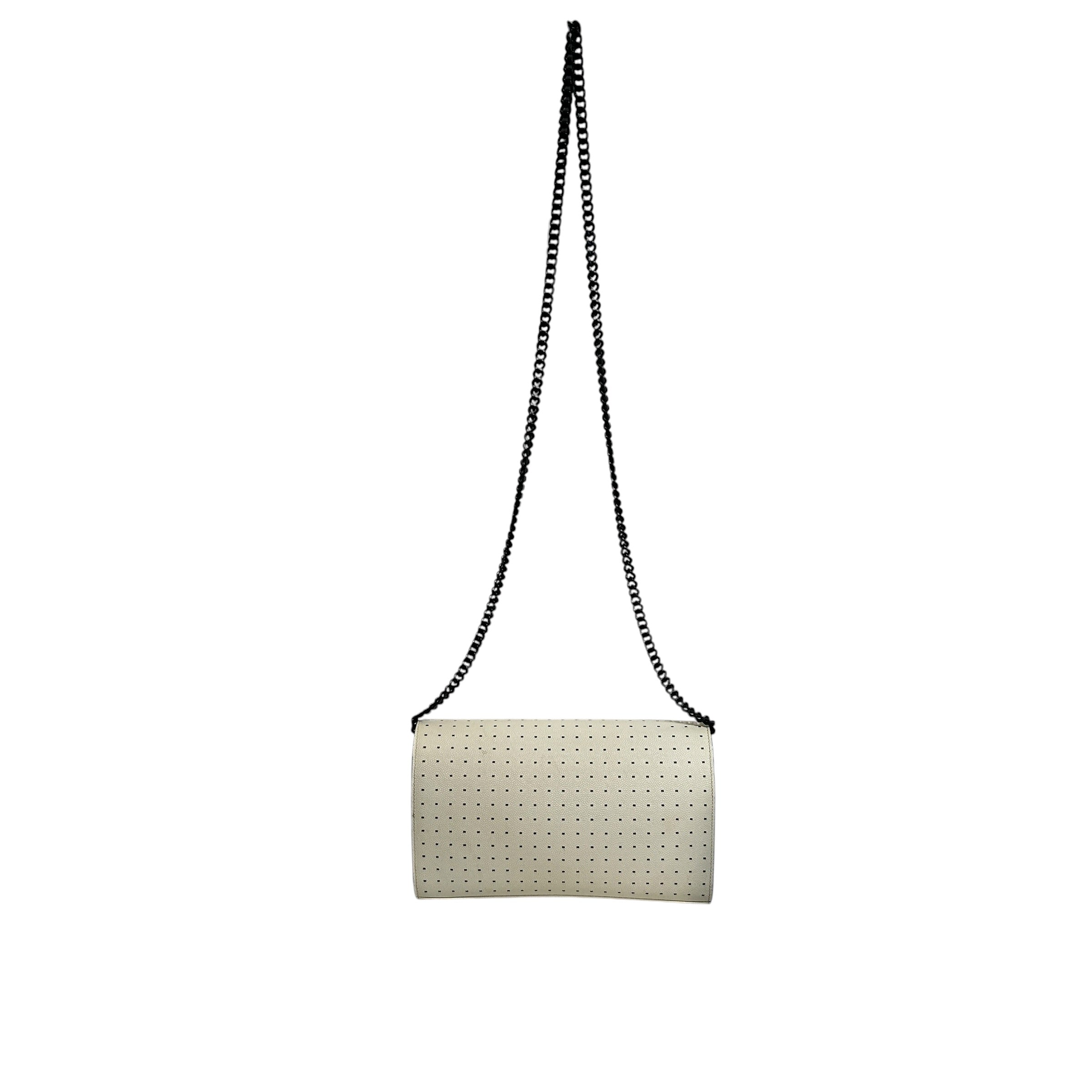 YVES SAINT LAURENT/Cross Body Bag/All Over Print/Leather/WHT/Square Dot Print Black Chain view 2