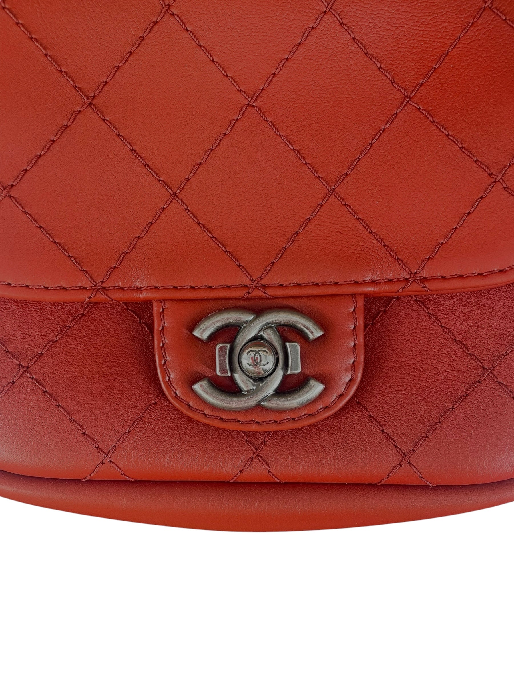 CHANEL/Cross Body Bag/Border/Leather/RED/WILD STITCH SMALL FLAP view 5