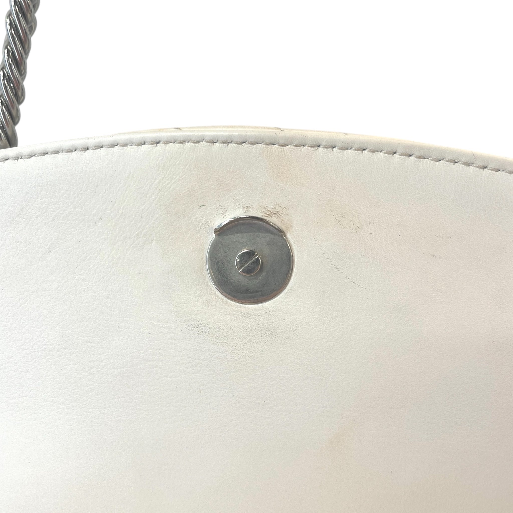 BALENCIAGA/Clutch Bag/Leather/WHT/BB CHAIN ROUND MEDIUM view 7
