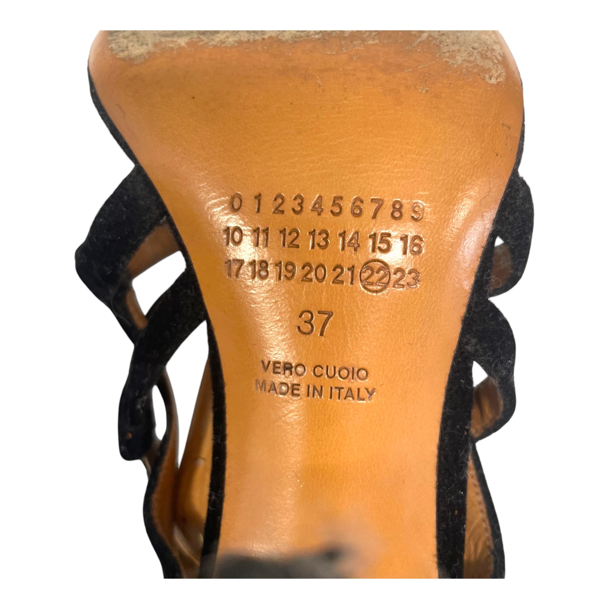 Maison Martin Margiela/Heels/EU 37/Velour/BLK/OPEN TOE/GEM/TAN/CALFSKIN view 3