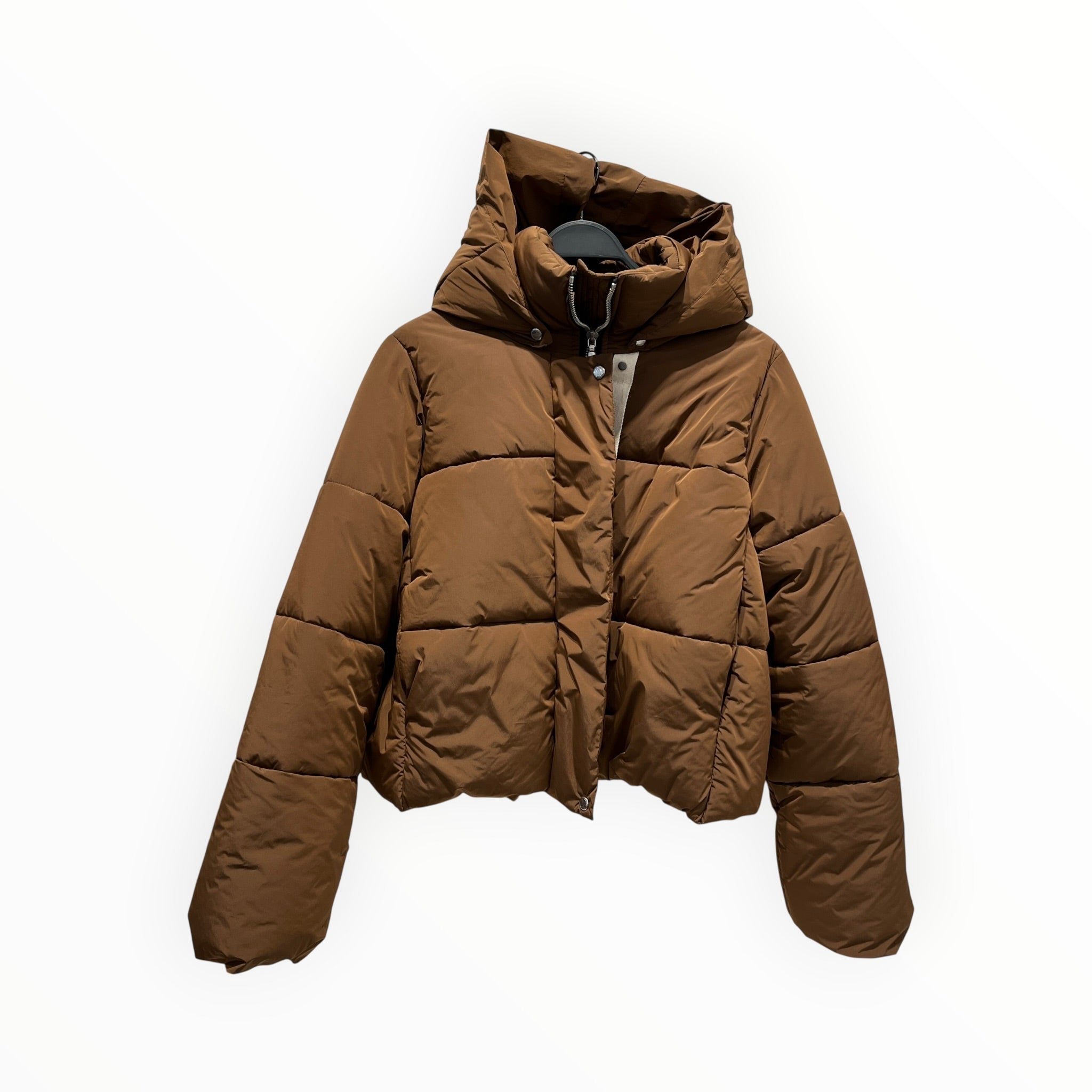 RHUDE/Puffer Jkt/XS/Nylon/BRW/LOGO ON BACK/PILL ZIPPER view 1