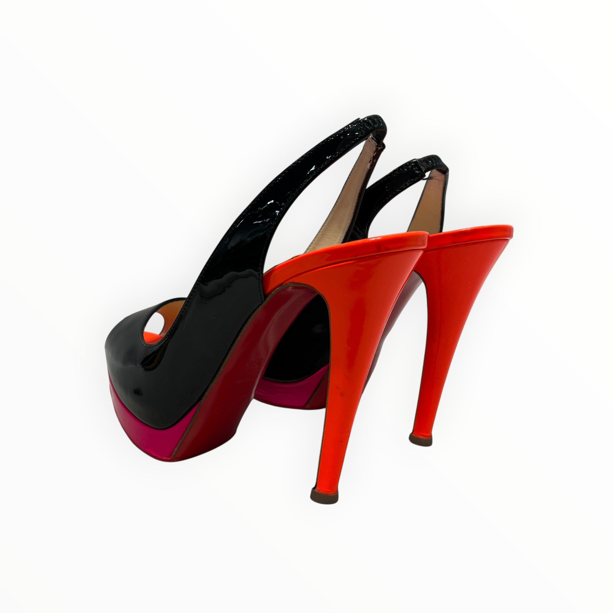 Christian Louboutin/Heels/EU 36.5/Leather/BLK/PEEP TOE/ORN/PINK view 2