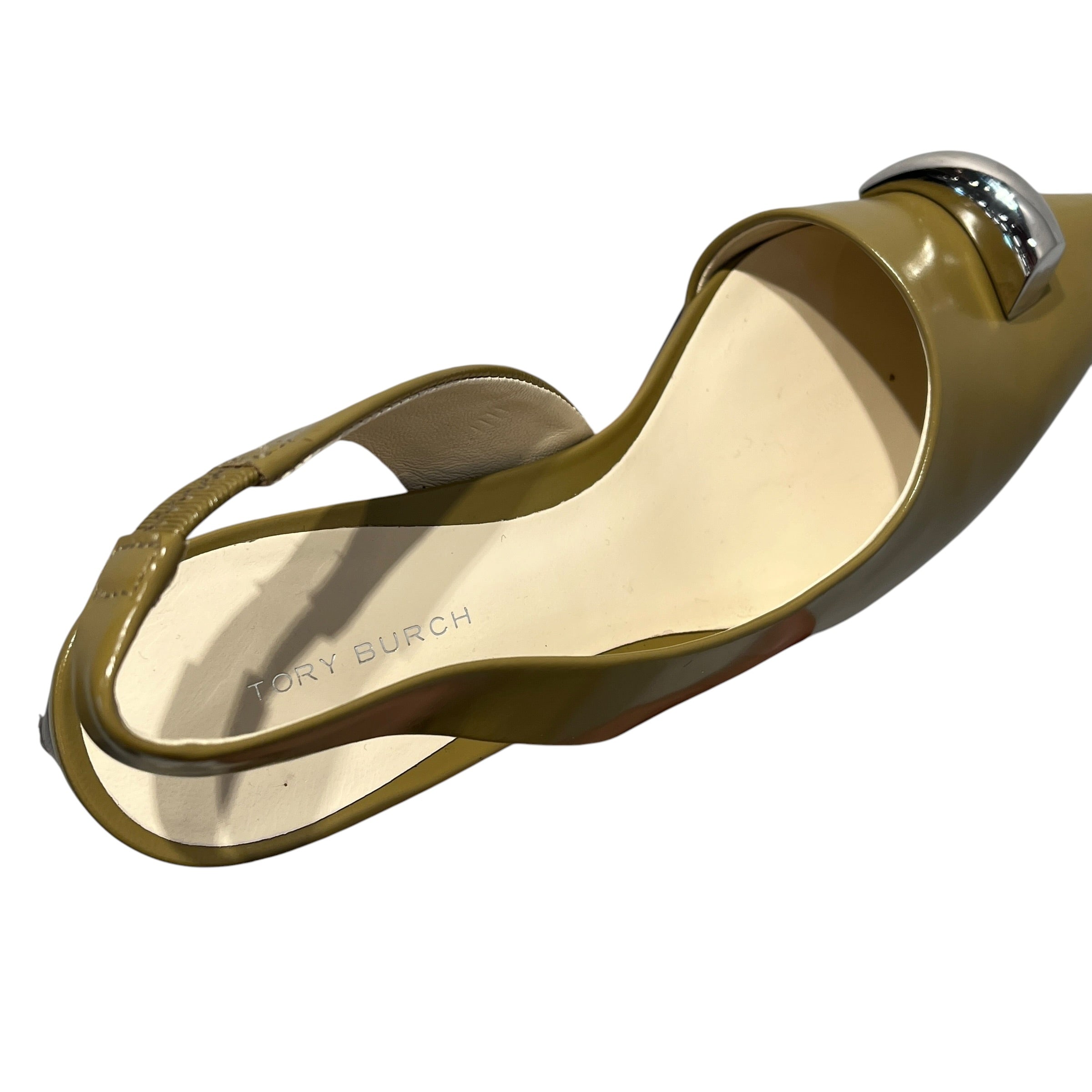 TORY BURCH/Heels/US 6/Leather/KHK/OLIVE PIERCED TOE SLINGBACK view 3