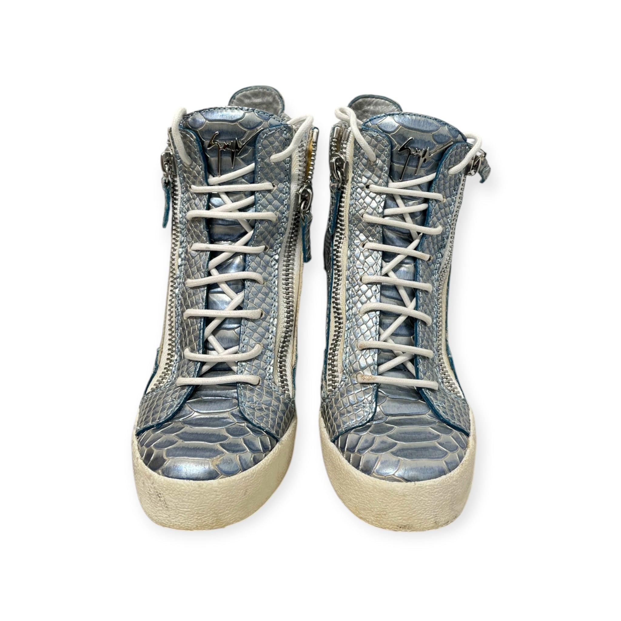 Giuseppe Zanotti/Heels/EU 36.5/Leather/BLU/PYTHON WEDGE SNEAKER ZIPPER view 8