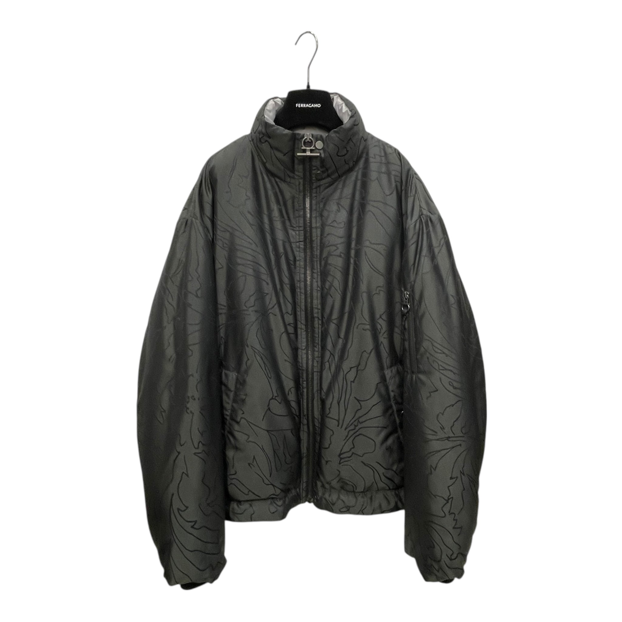 Salvatore Ferragamo/Puffer Jkt/56/Nylon/BLK/All Over Print/ALL OVER STRIPES view 1
