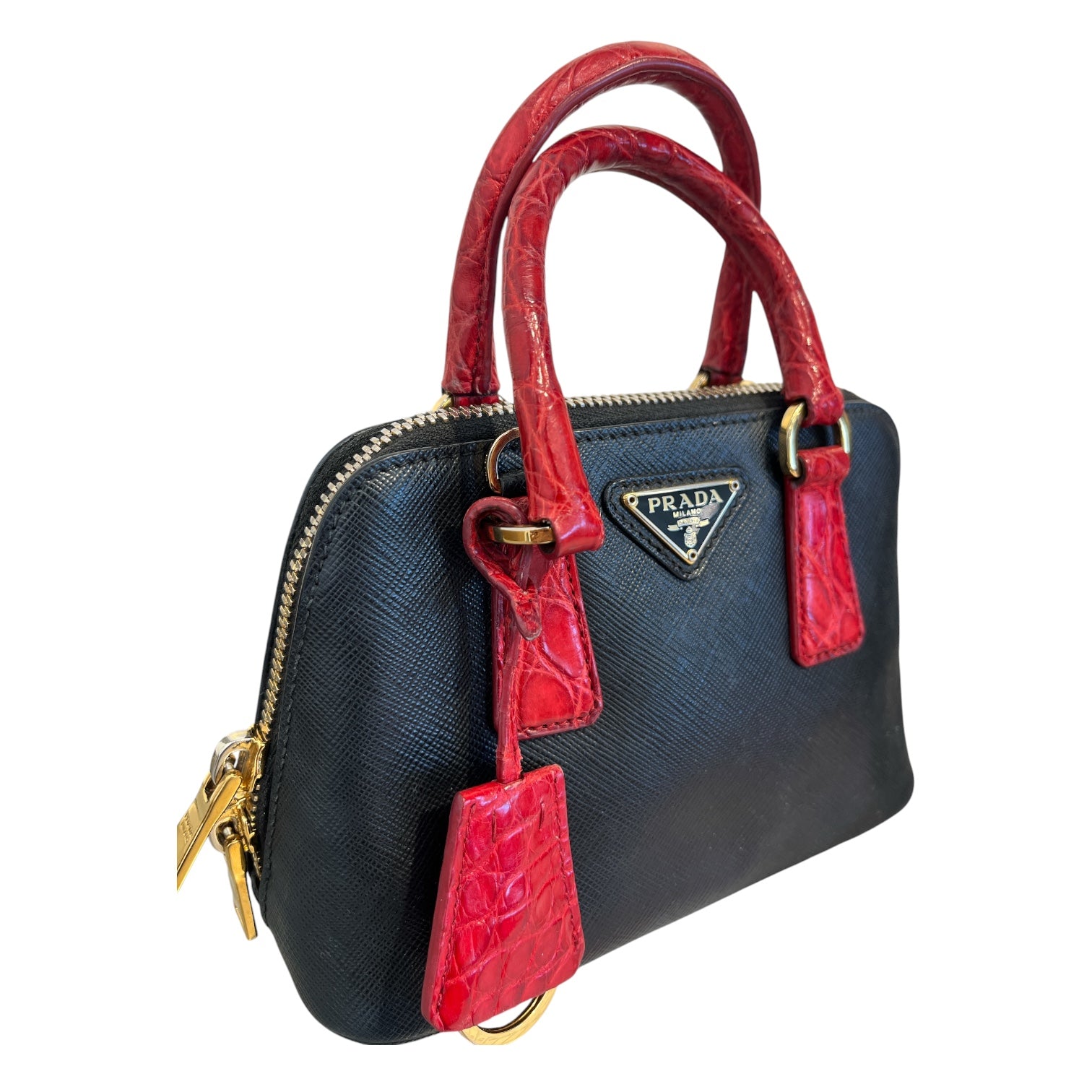 PRADA/Hand Bag/Leather/BLK/mini promenade view 4