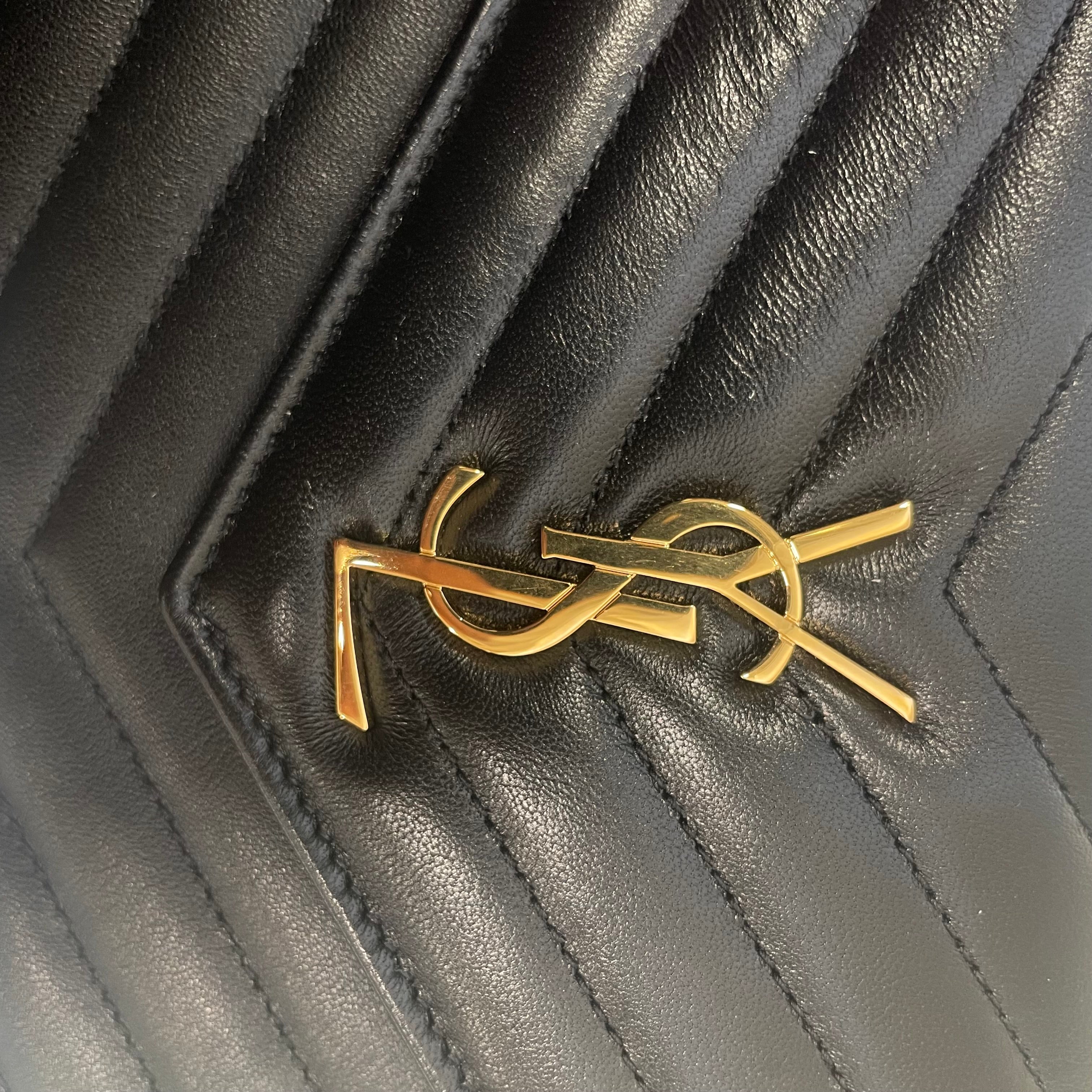 SAINT LAURENT/Hand Bag/Leather/BLK/GOLD YSL W ENVELOPE MINI view 3