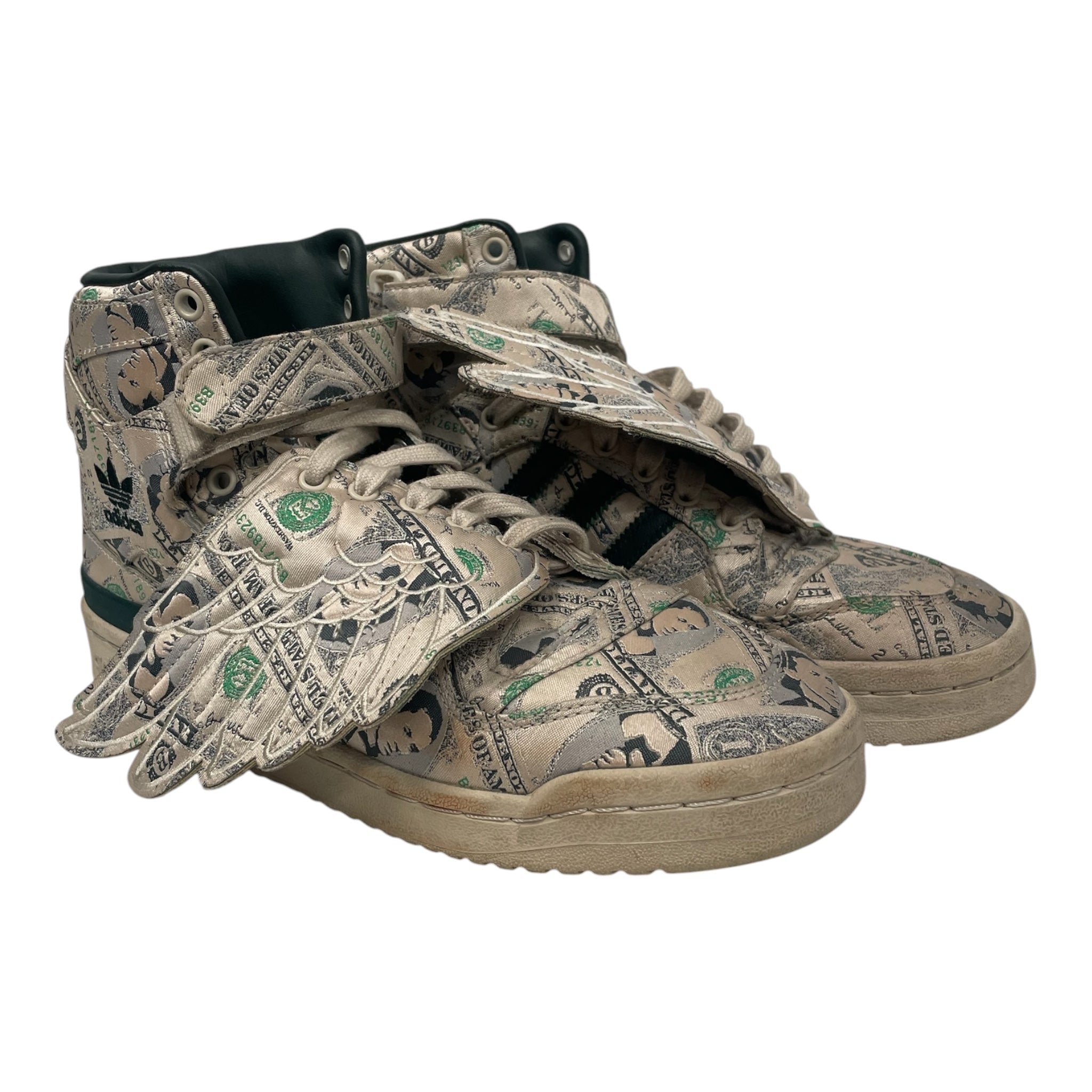 JEREMY SCOTT/Hi-Sneakers/US 7/All Over Print/Cotton/GRN/FORUM LOW WINGS 1.0 MONEY view 1