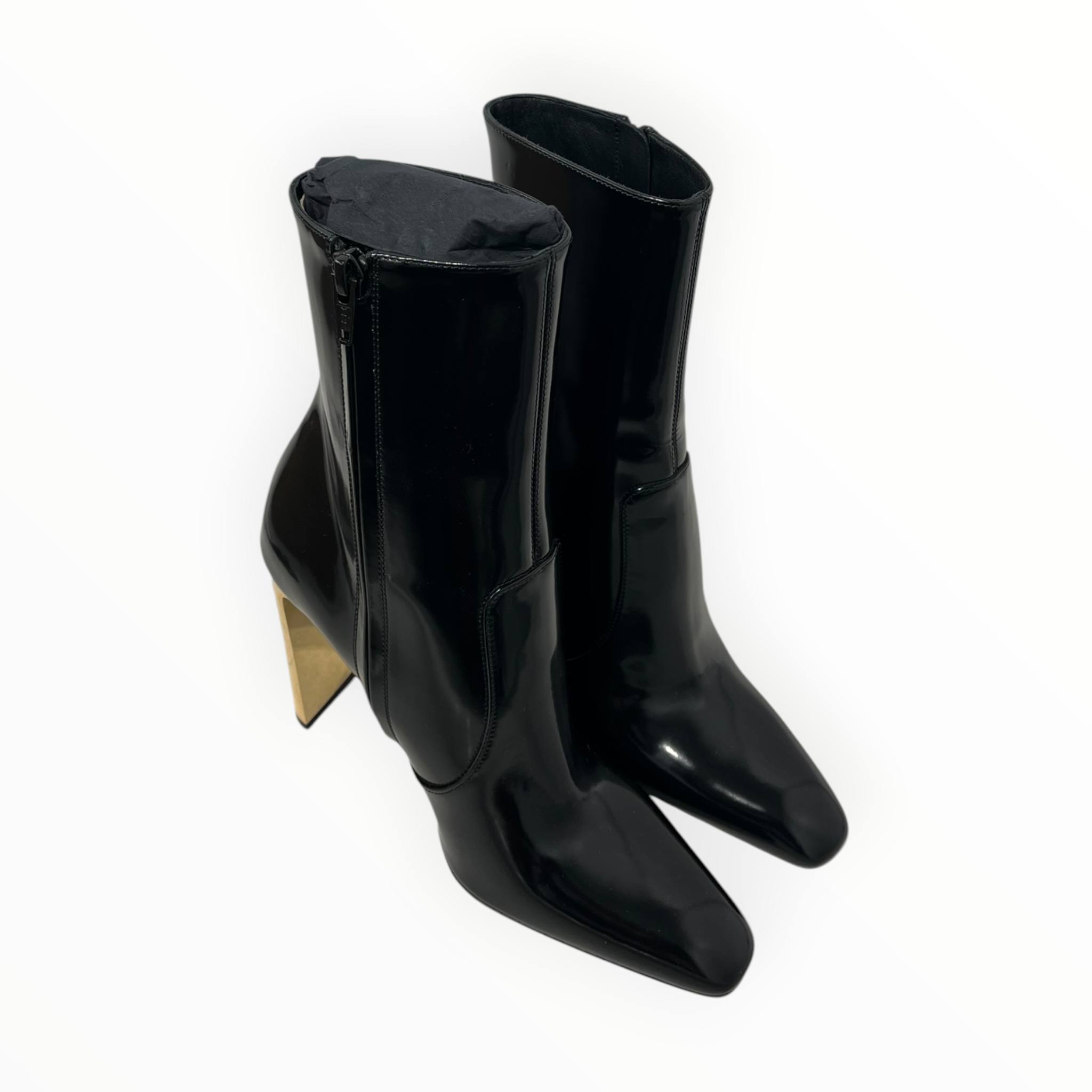YVES SAINT LAURENT/Boots/US 5.5/Leather/BLK/AUTEUIL BOOTIE/GOLD HEEL view 2