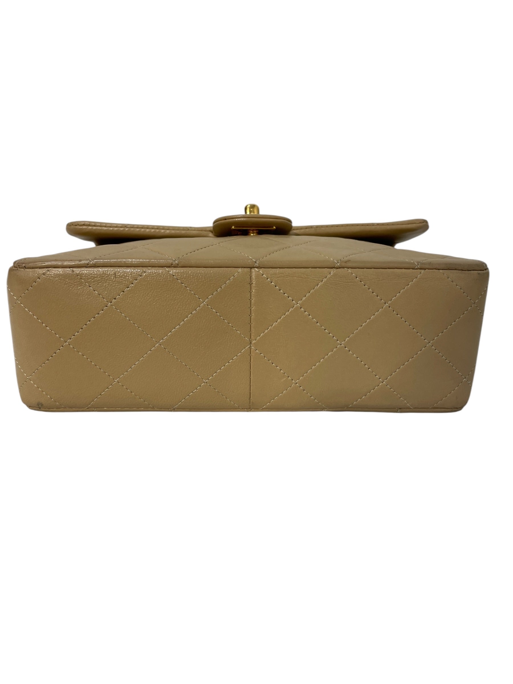 CHANEL/Cross Body Bag/Leather/Beige/quilted flap view 3