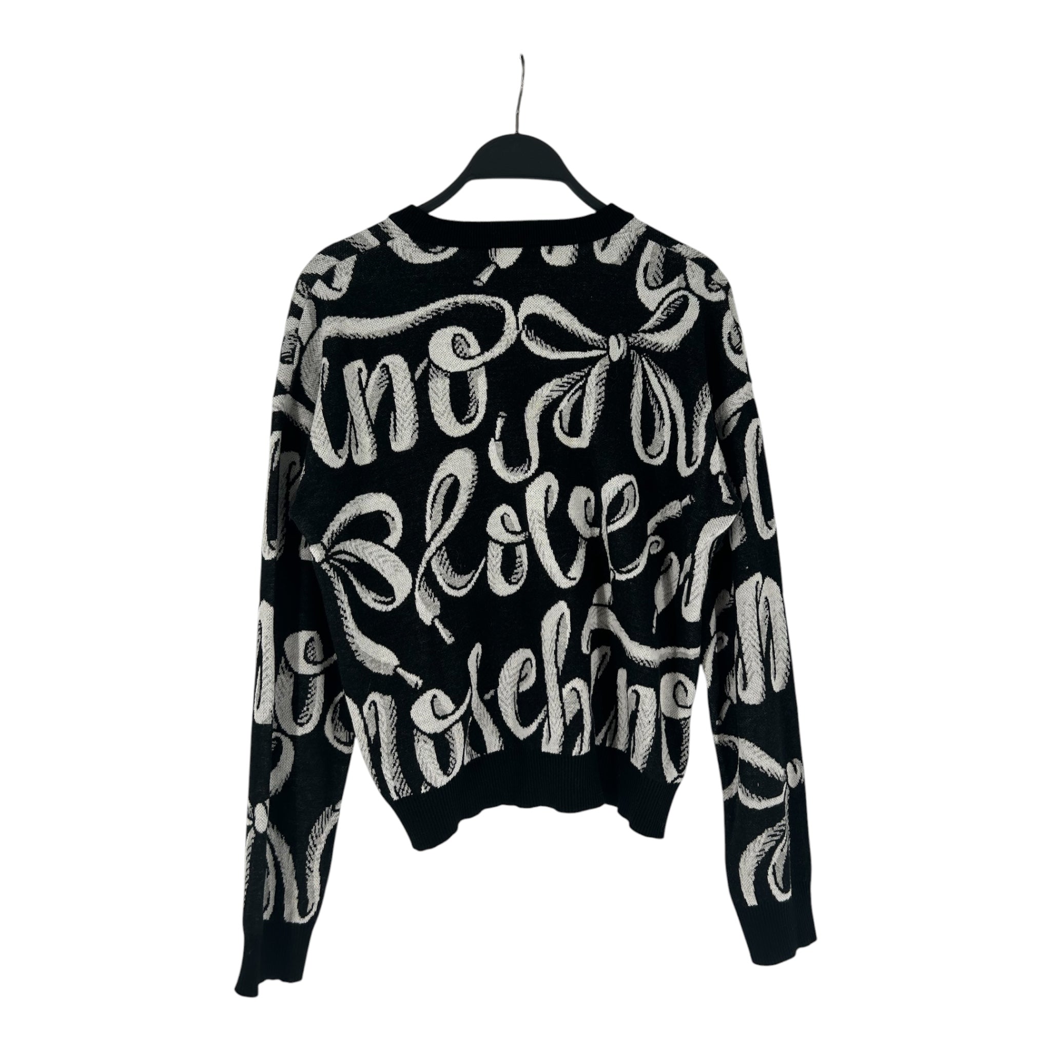 LOVE MOSCHINO/Sweater/2/All Over Print/Cotton/BLK/all over ribbons gry/blk view 2