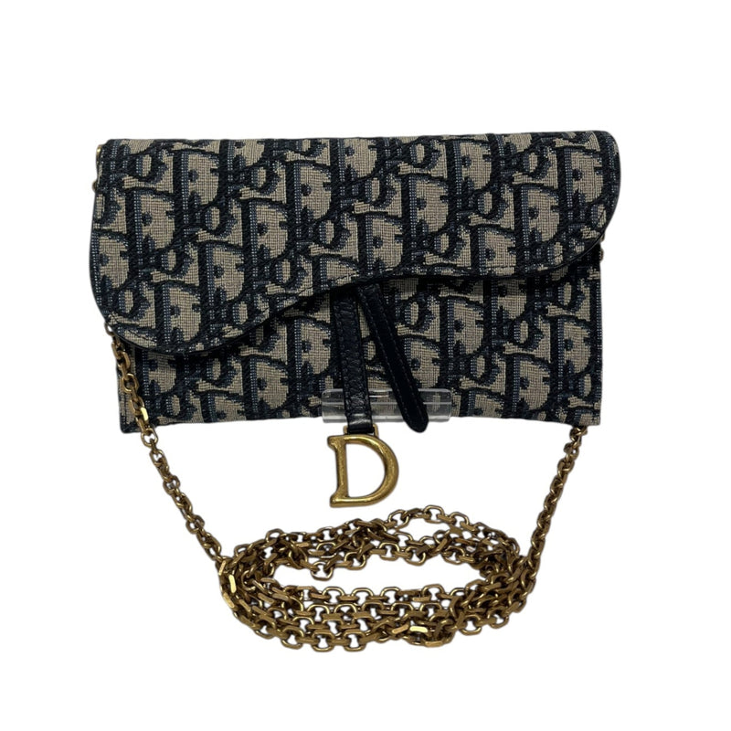 Christian Dior/Cross Body Bag/Monogram/BLU/Saddle Oblique Wallet