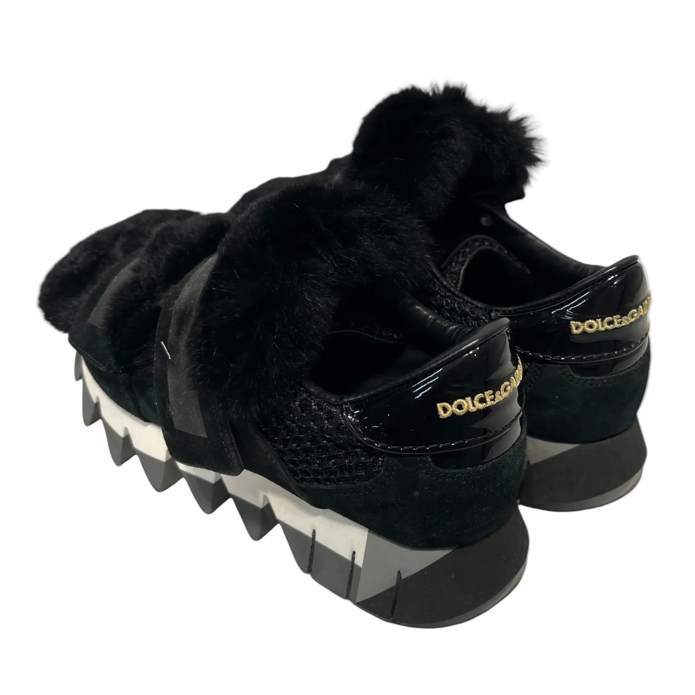 DOLCE&GABBANA/Hi-Sneakers/US 6/Border/BLK/LAPIN FUR VELCRO STRAP view 2