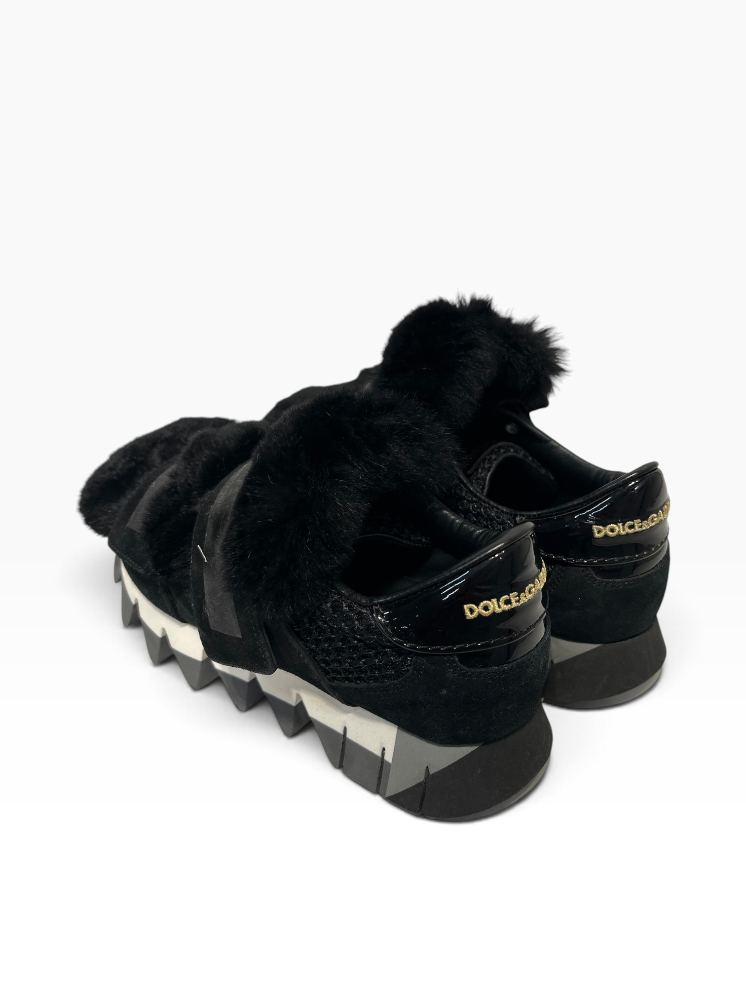 DOLCE&GABBANA/Hi-Sneakers/US 6/Border/BLK/LAPIN FUR VELCRO STRAP view 2