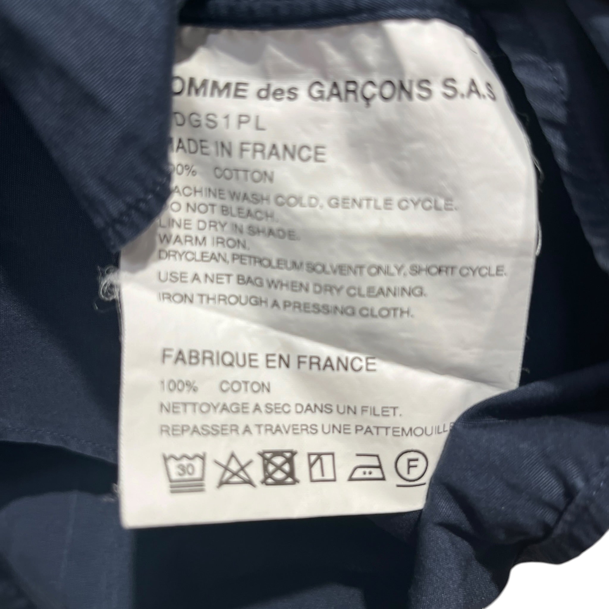 COMME des GARCONS SHIRT/LS Shirt/L/Cotton/NVY/PLAIN LS BUTTON SHIRT view 3