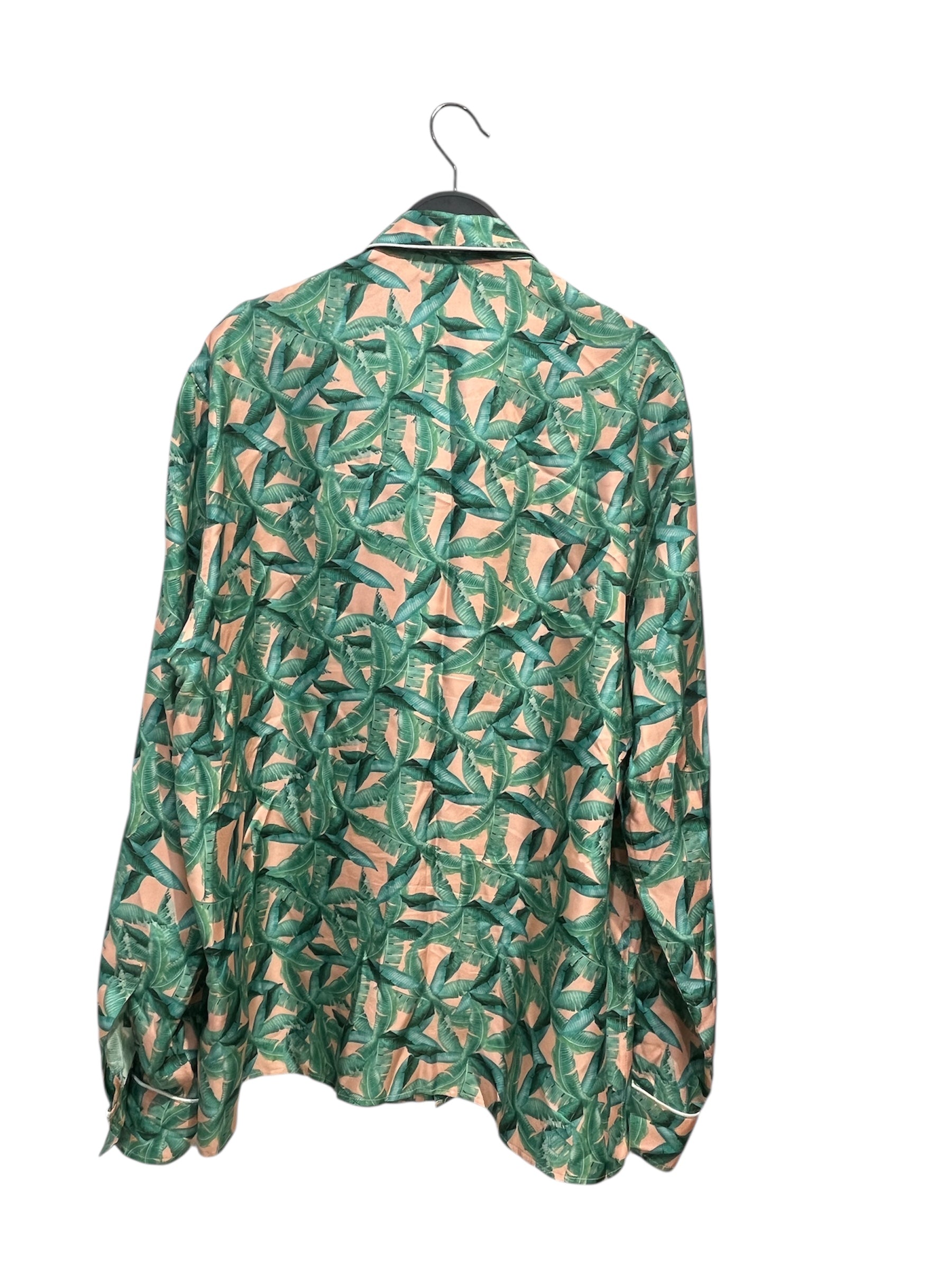 AMIRI/LS Shirt/M/Silk/GRN/Floral Pattern/banana leaf white buttons view 2
